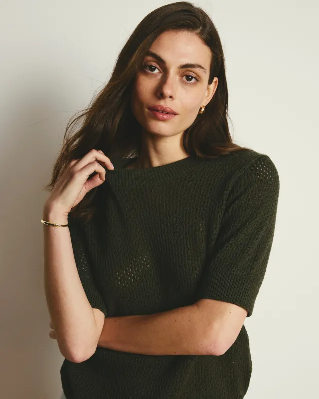 Rosie Pointelle Sweater Top - Camo made by Universal Standard