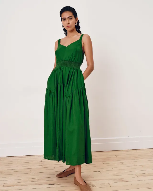Ruby Smocked Linen Blend Sundress - Jardin made by Universal Standard