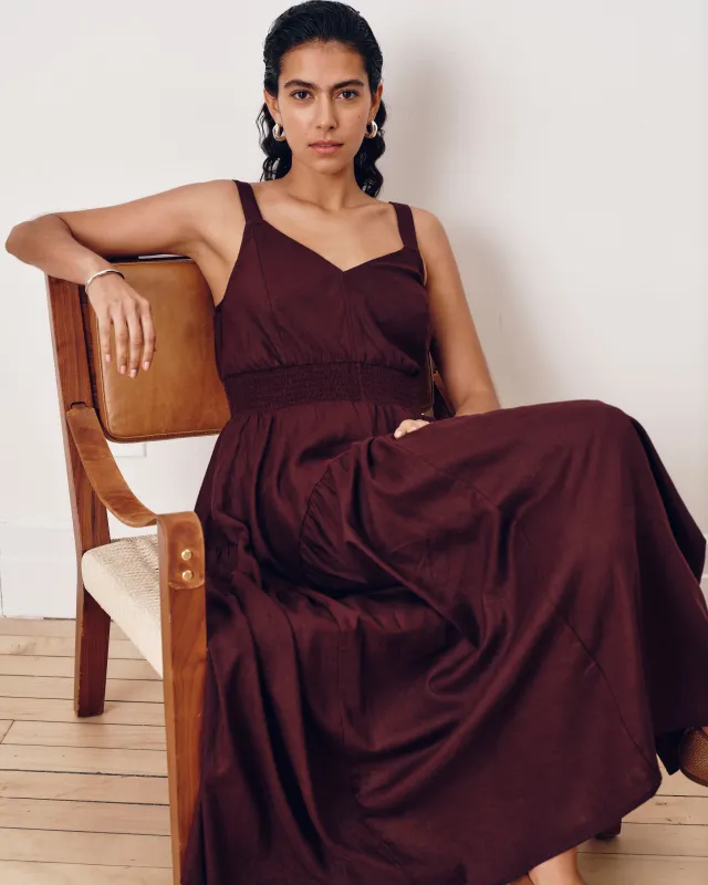 Ruby Smocked Linen Blend Sundress - Brulee made by Universal Standard