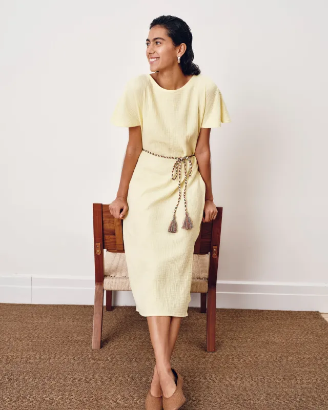 Luxe Cotton Gauze Beach Dress - Pale Daffodil made by Universal Standard