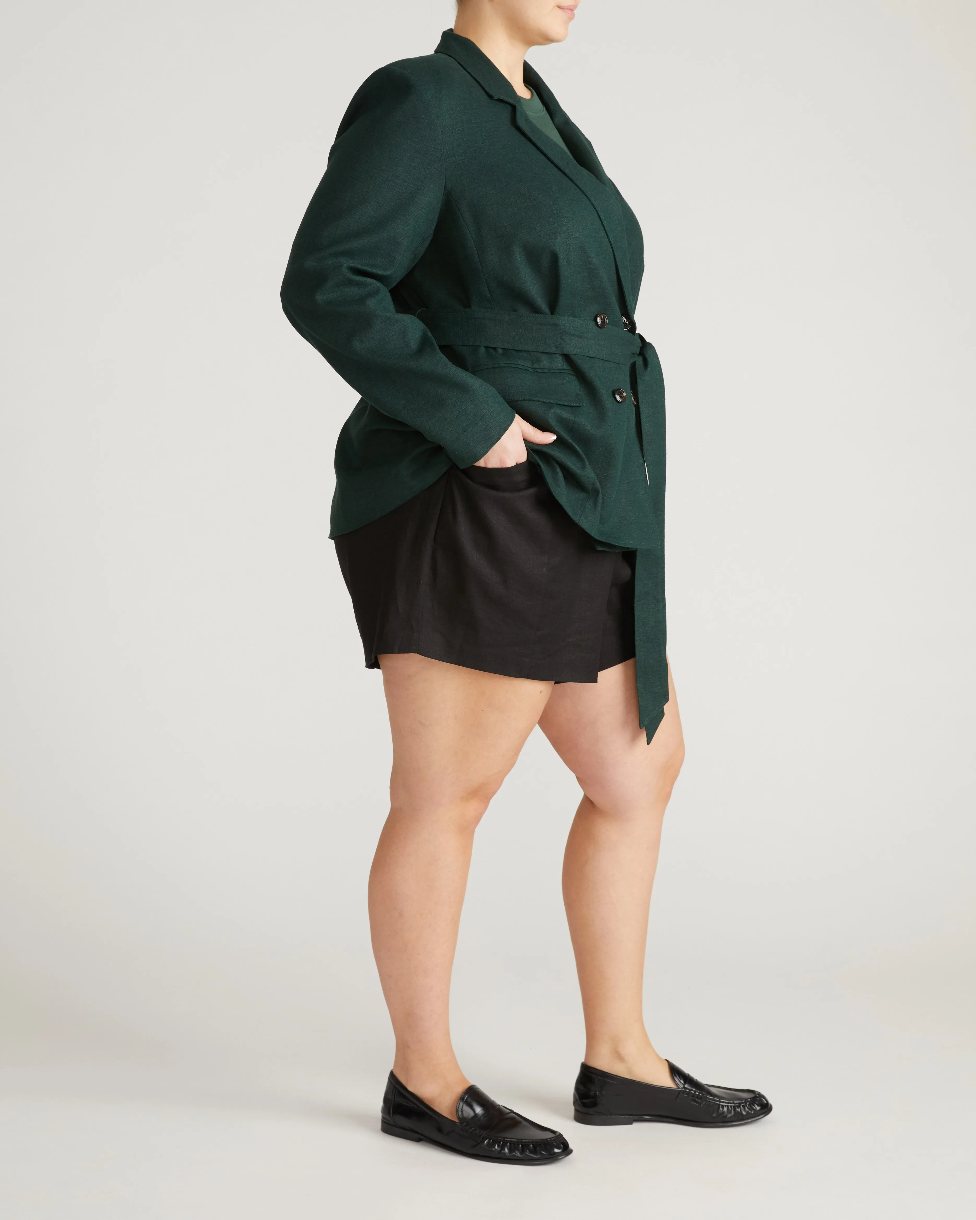 Belted Double Breasted Linen Blend Blazer - Forest Green sold by Universal Standard product image thumbnail 5