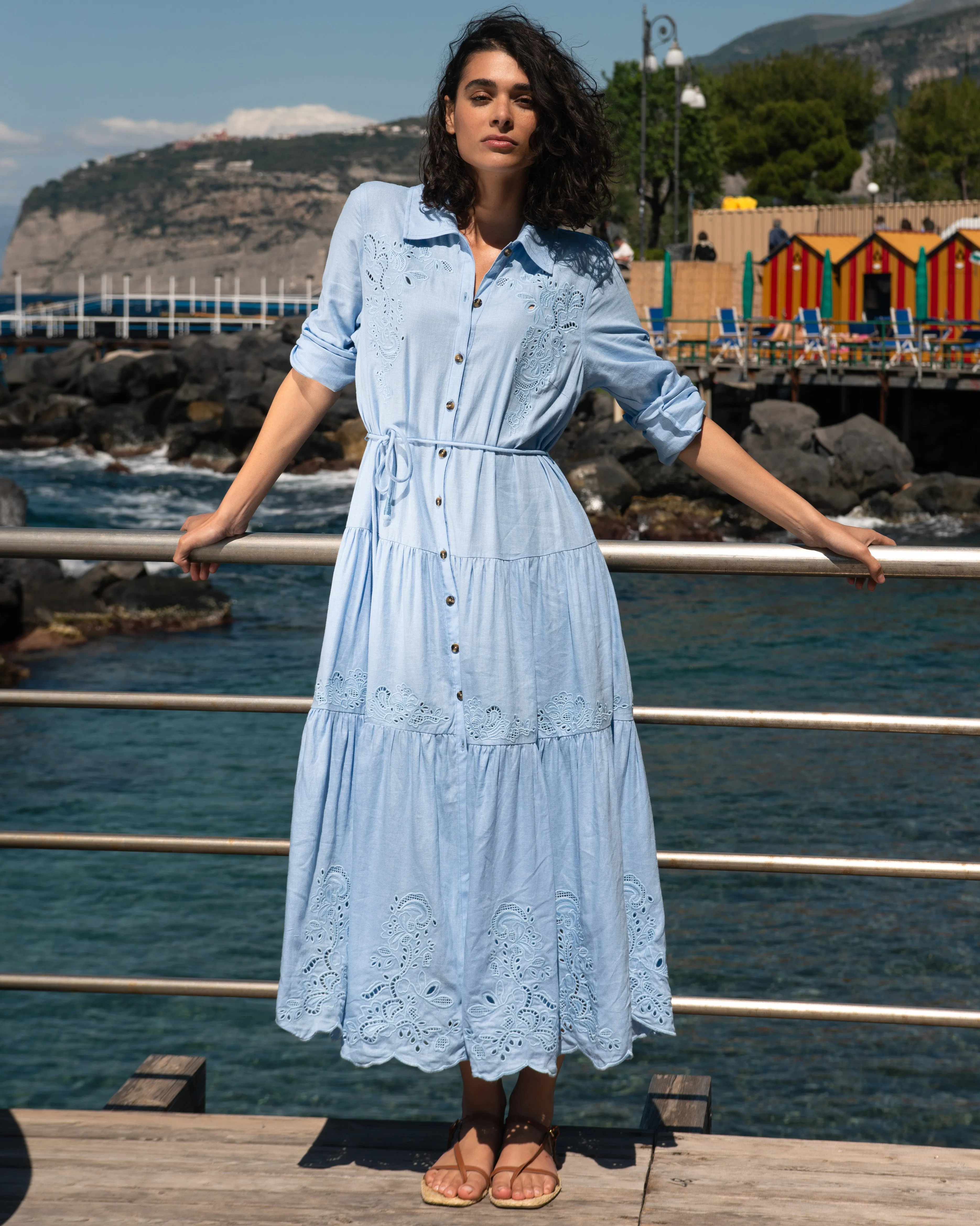 Alix Embroidered Linen Blend Shirtdress - Cielo Blue sold by Universal Standard product image thumbnail 2