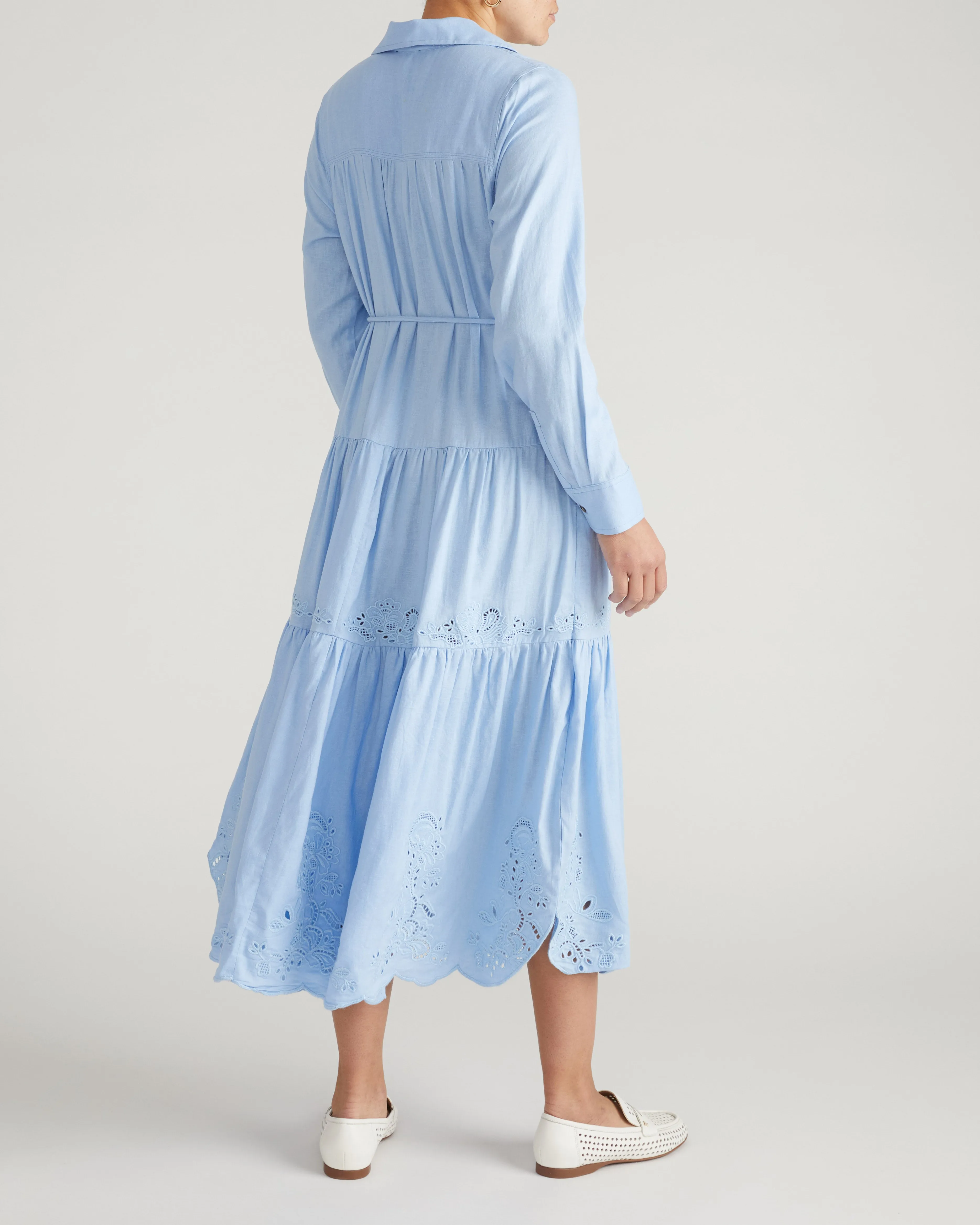 Alix Embroidered Linen Blend Shirtdress - Cielo Blue sold by Universal Standard product image thumbnail 5