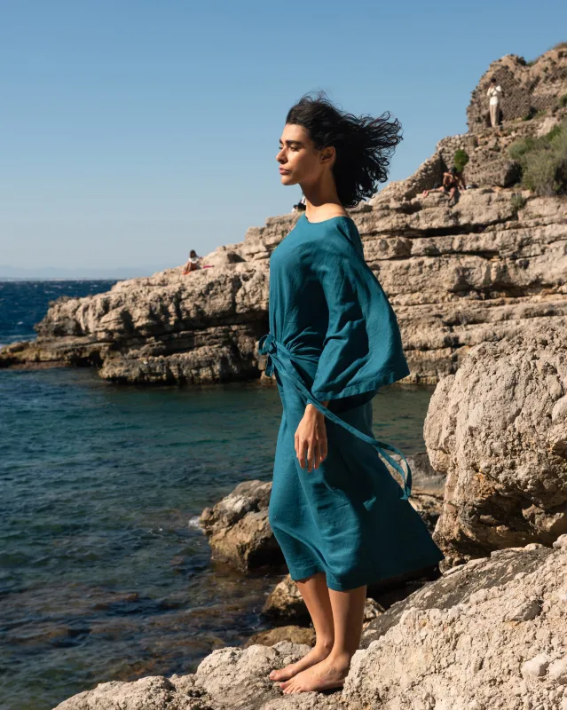 Lio Linen Blend Dress - Ink Blue made by Universal Standard