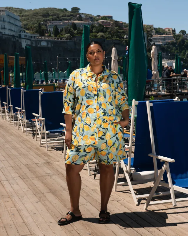 Juniper Linen Blend Easy Pull-On Shorts - Limoncello Print made by Universal Standard