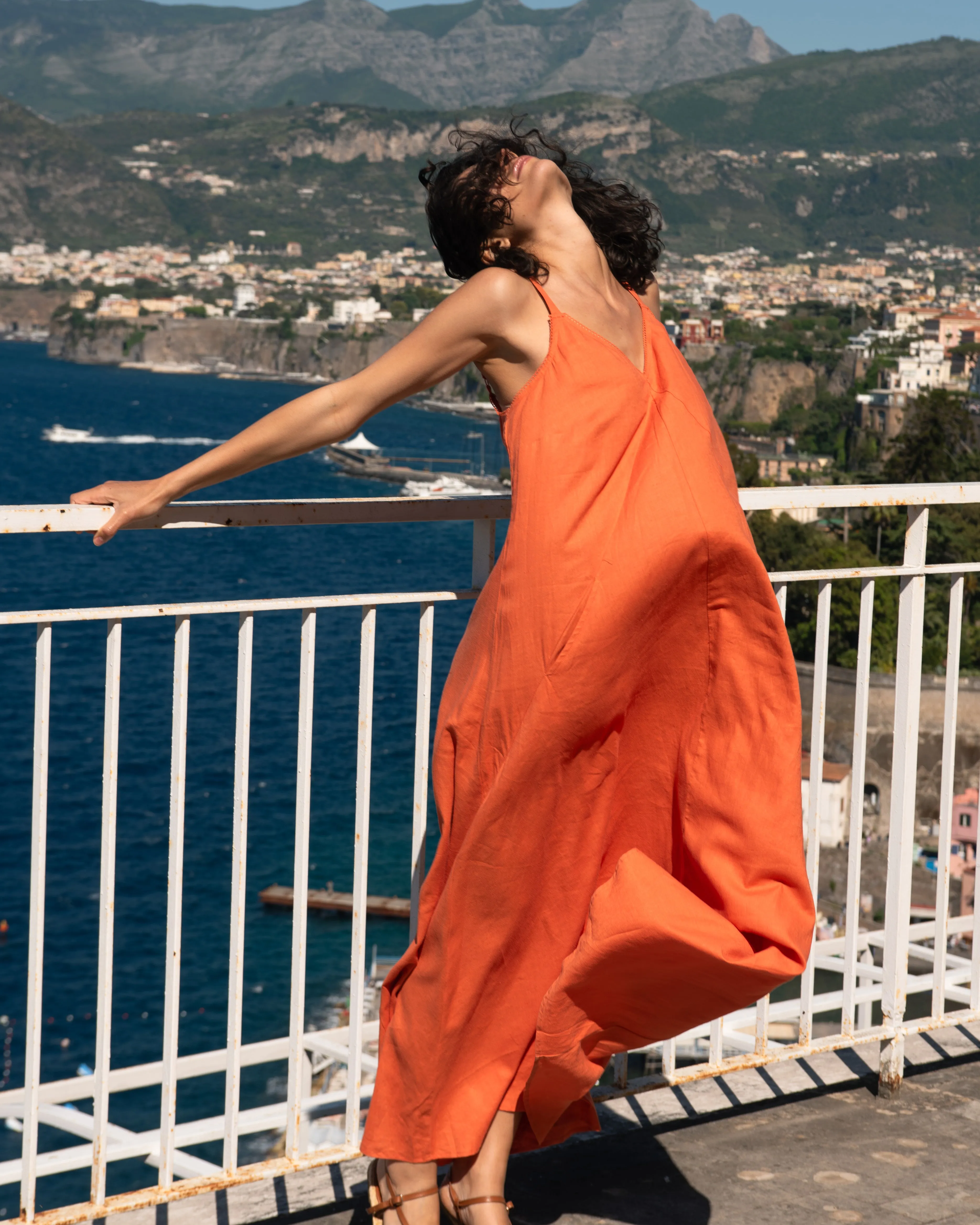 Kite Linen Blend Dress - Italian Orange sold by Universal Standard