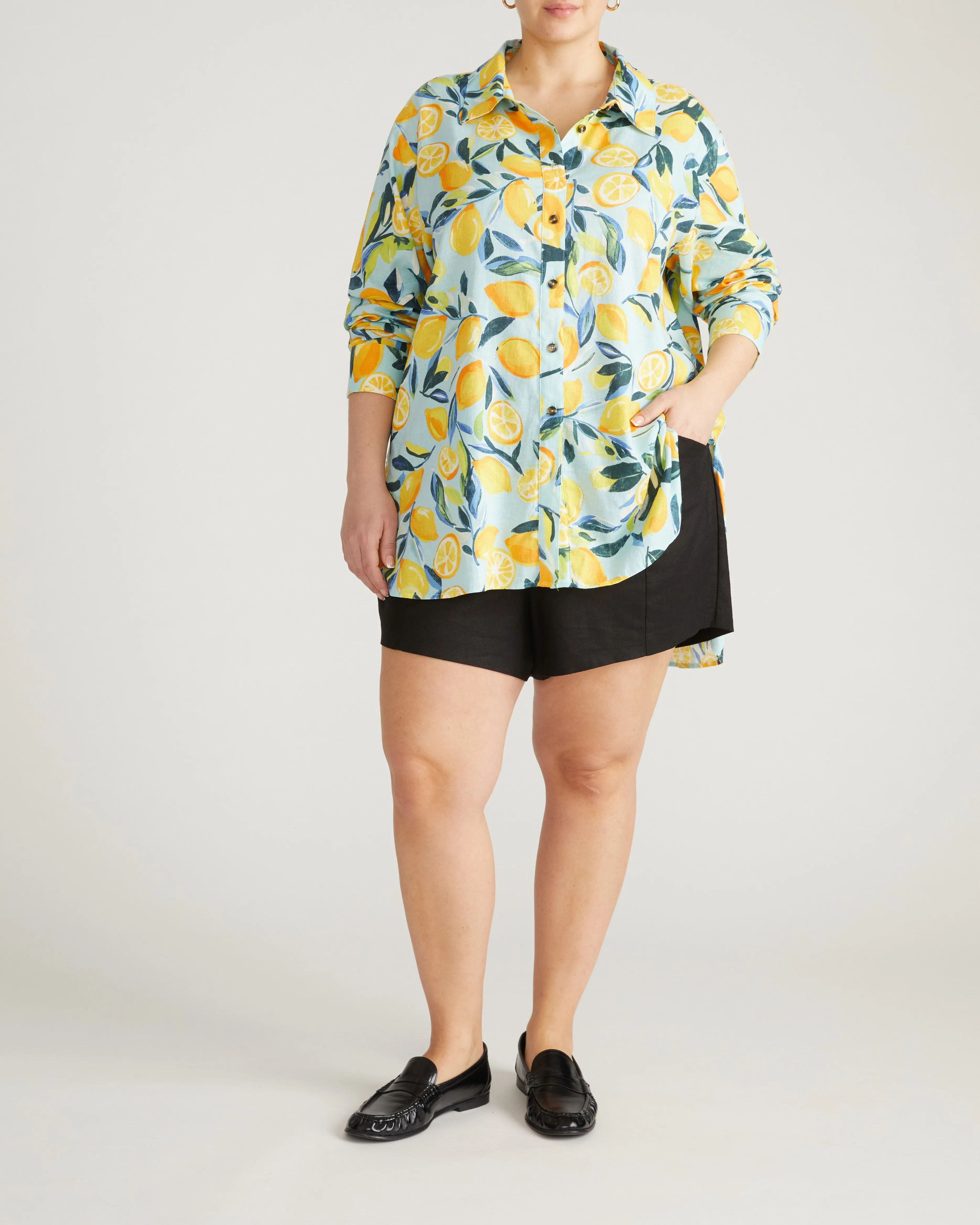 Dawn Linen Blend Hi Low Tunic - Limoncello Print sold by Universal Standard product image thumbnail 3