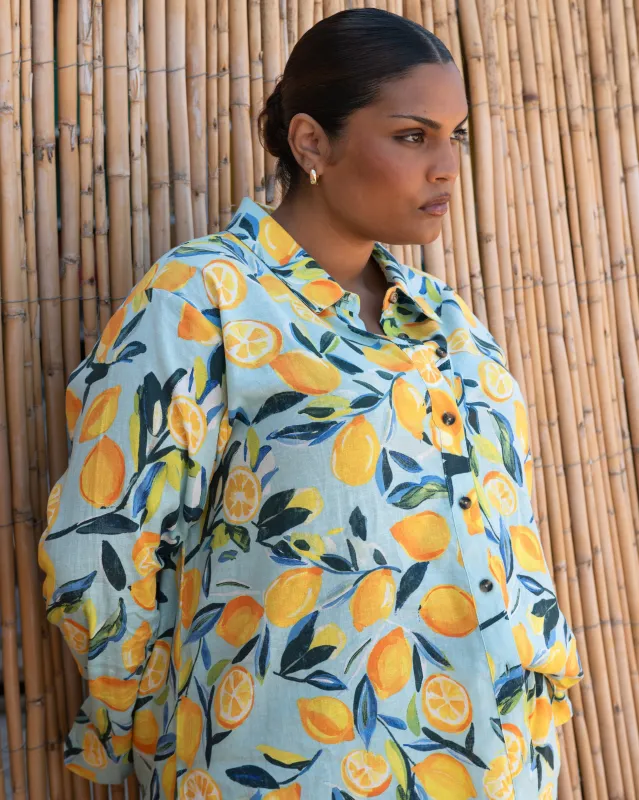 Dawn Linen Blend Hi Low Tunic - Limoncello Print made by Universal Standard