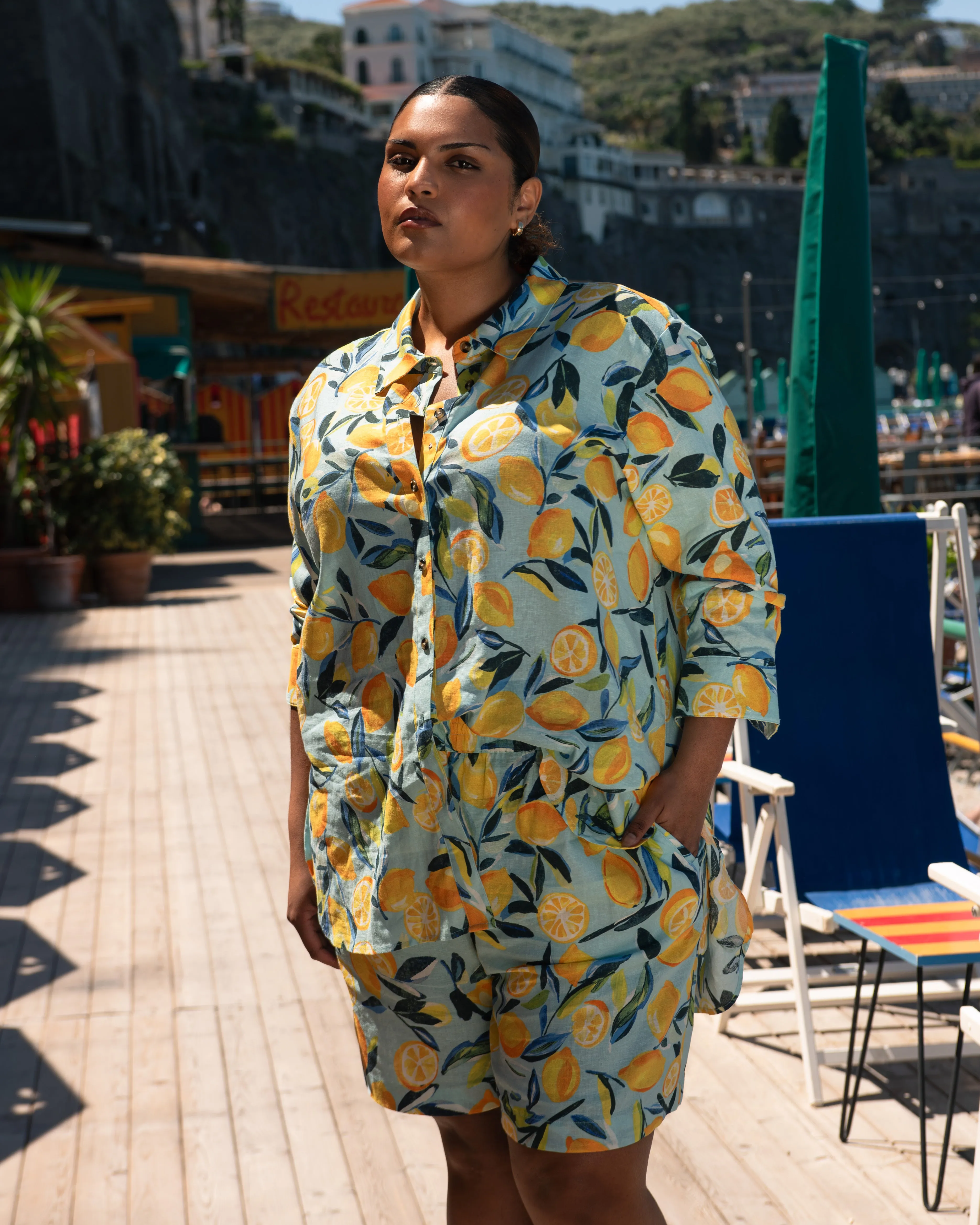 Dawn Linen Blend Hi Low Tunic - Limoncello Print sold by Universal Standard product image thumbnail 2