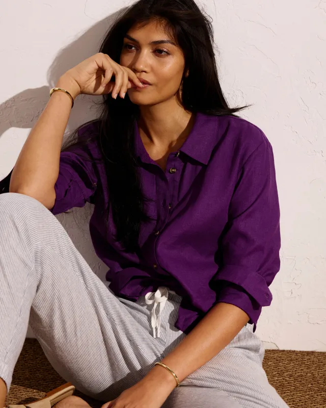 Dawn Linen Blend Hi Low Tunic - Dreamy Purple made by Universal Standard
