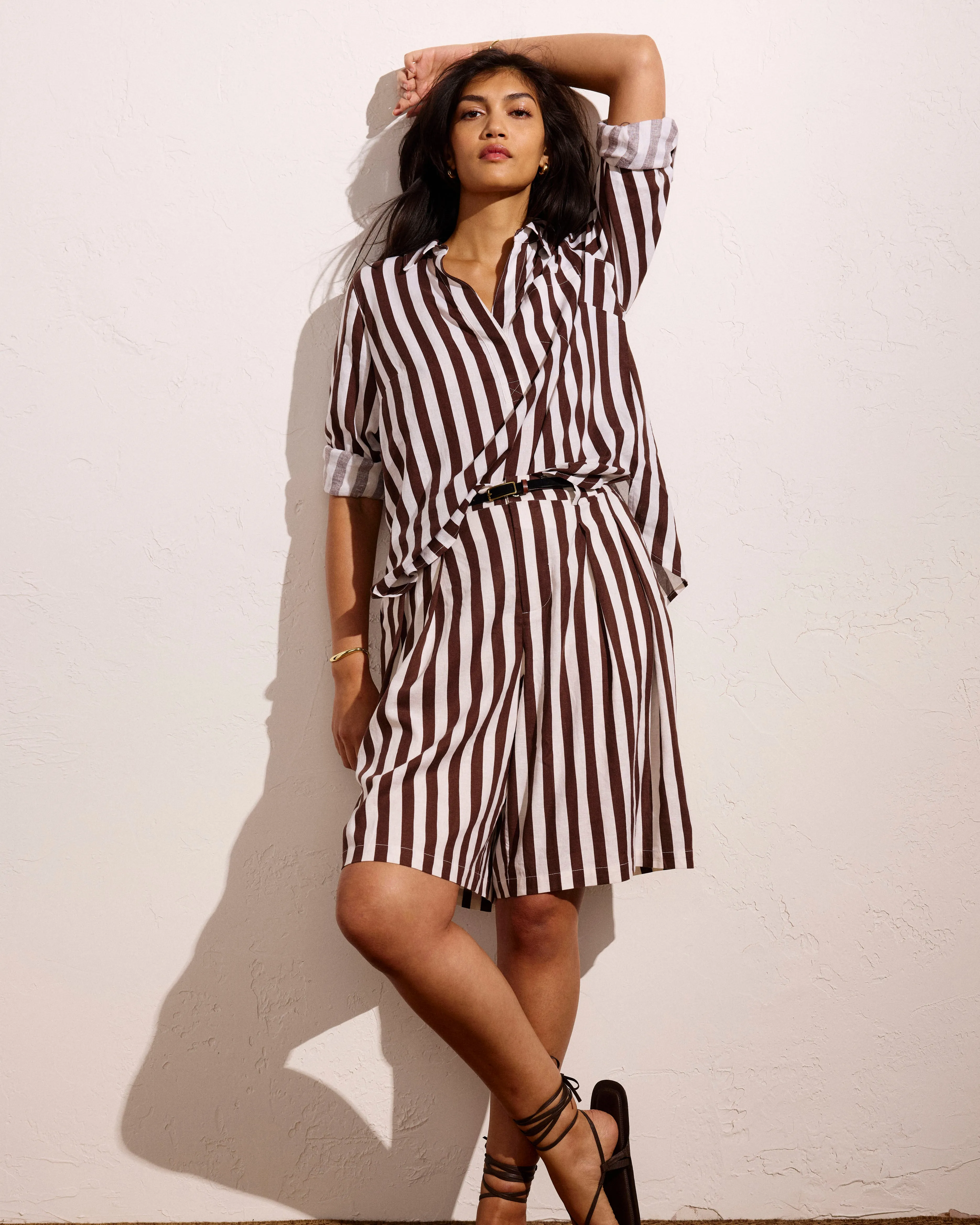 Seaport Tailored Linen Blend Short - Peppercorn Stripe sold by Universal Standard product image thumbnail 2