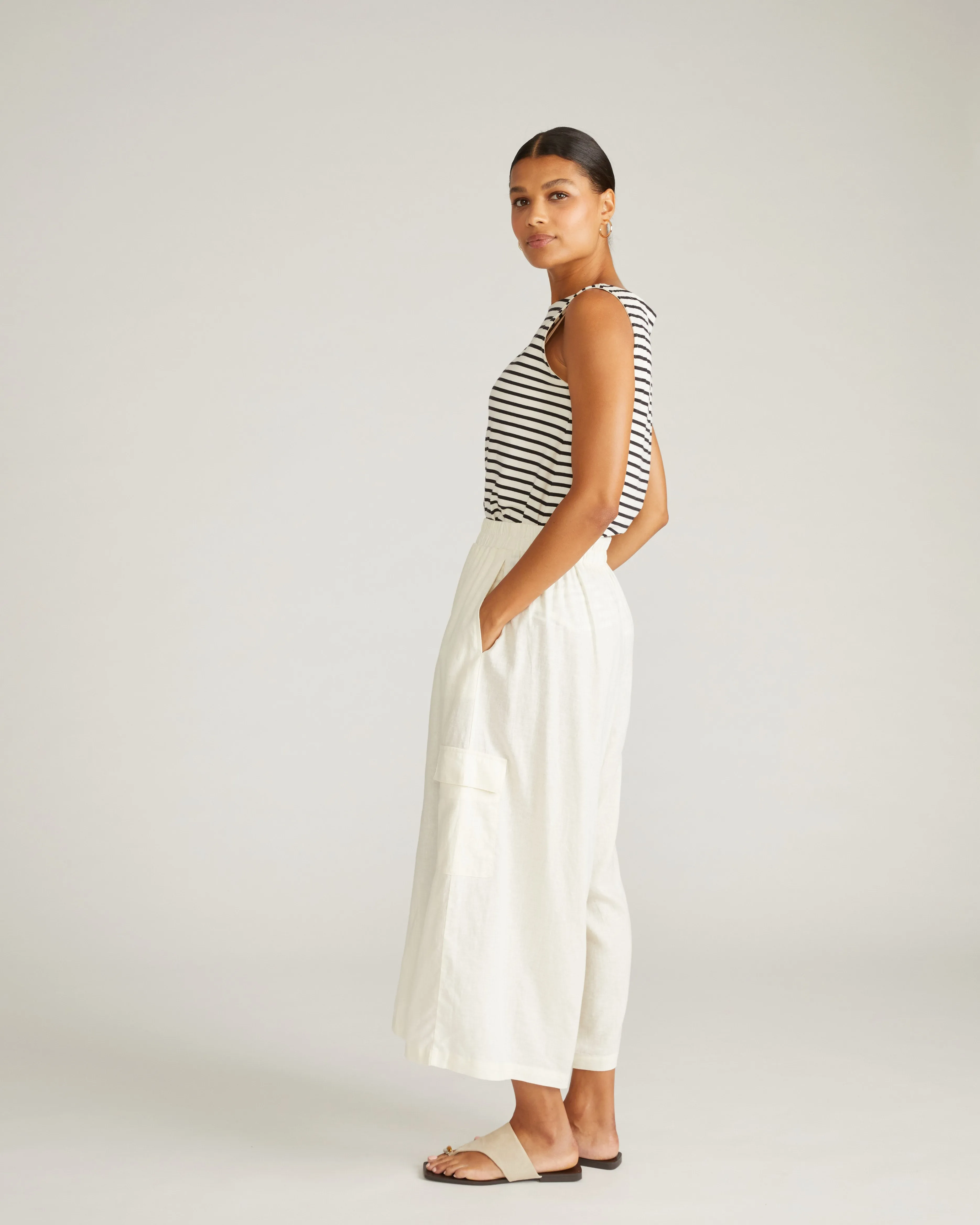 Palazzo Cargo Linen Blend Pant - Natural White sold by Universal Standard product image thumbnail 5