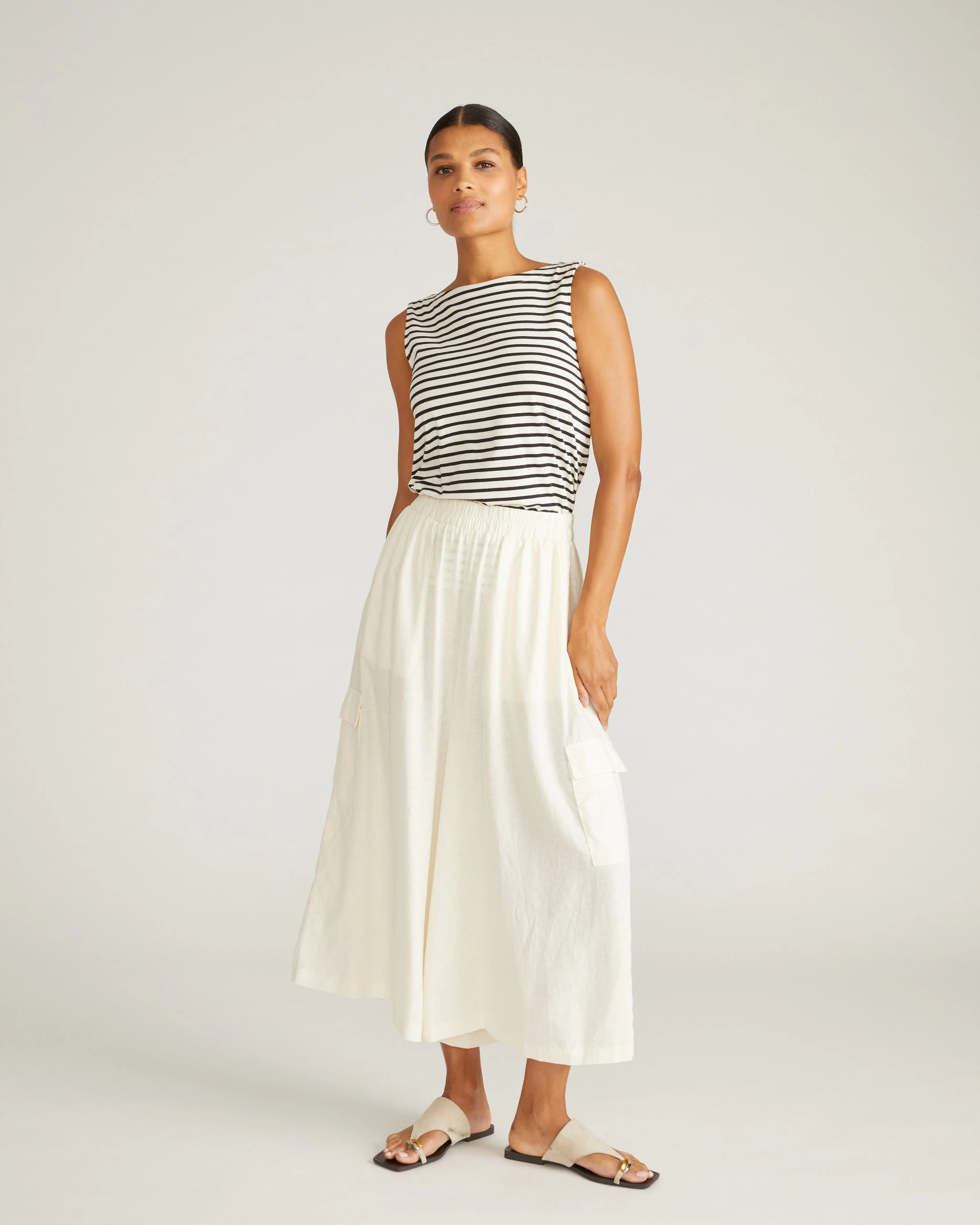 Palazzo Cargo Linen Blend Pant - Natural White sold by Universal Standard product image thumbnail 2