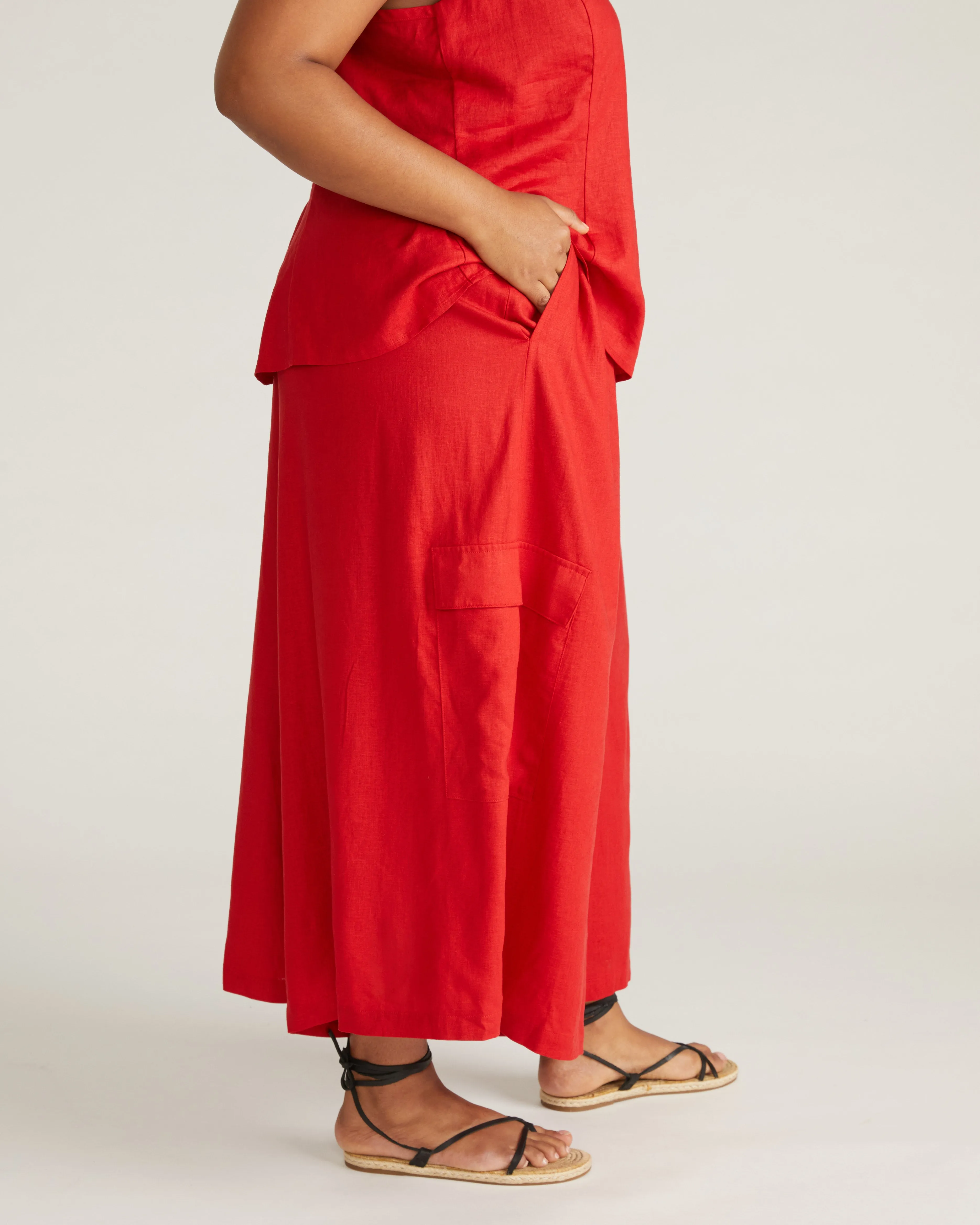 Palazzo Cargo Linen Blend Pant - Ruby Red sold by Universal Standard product image thumbnail 2