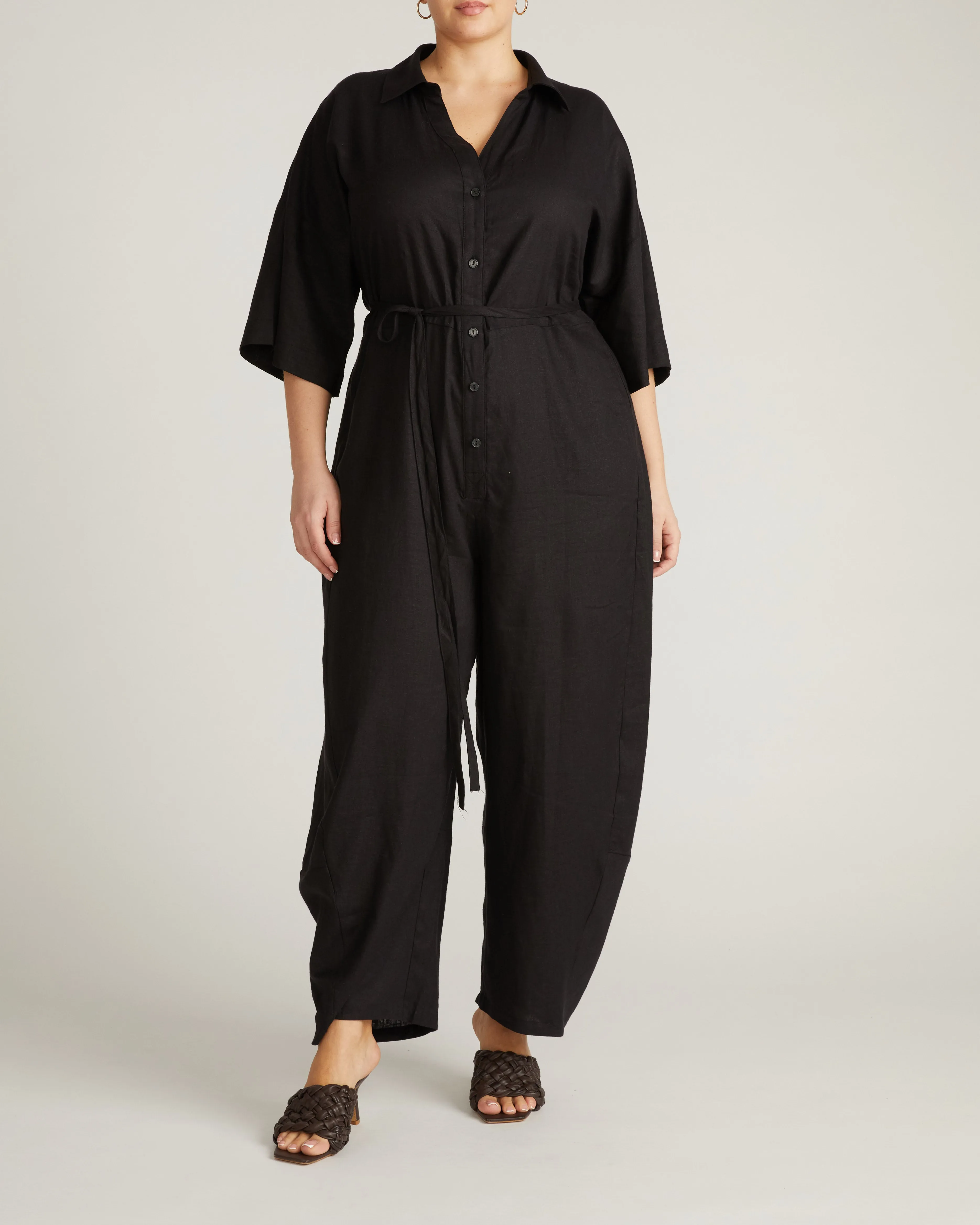 Maggie Barrel Leg Linen Blend Jumpsuit - Black sold by Universal Standard product image thumbnail 5
