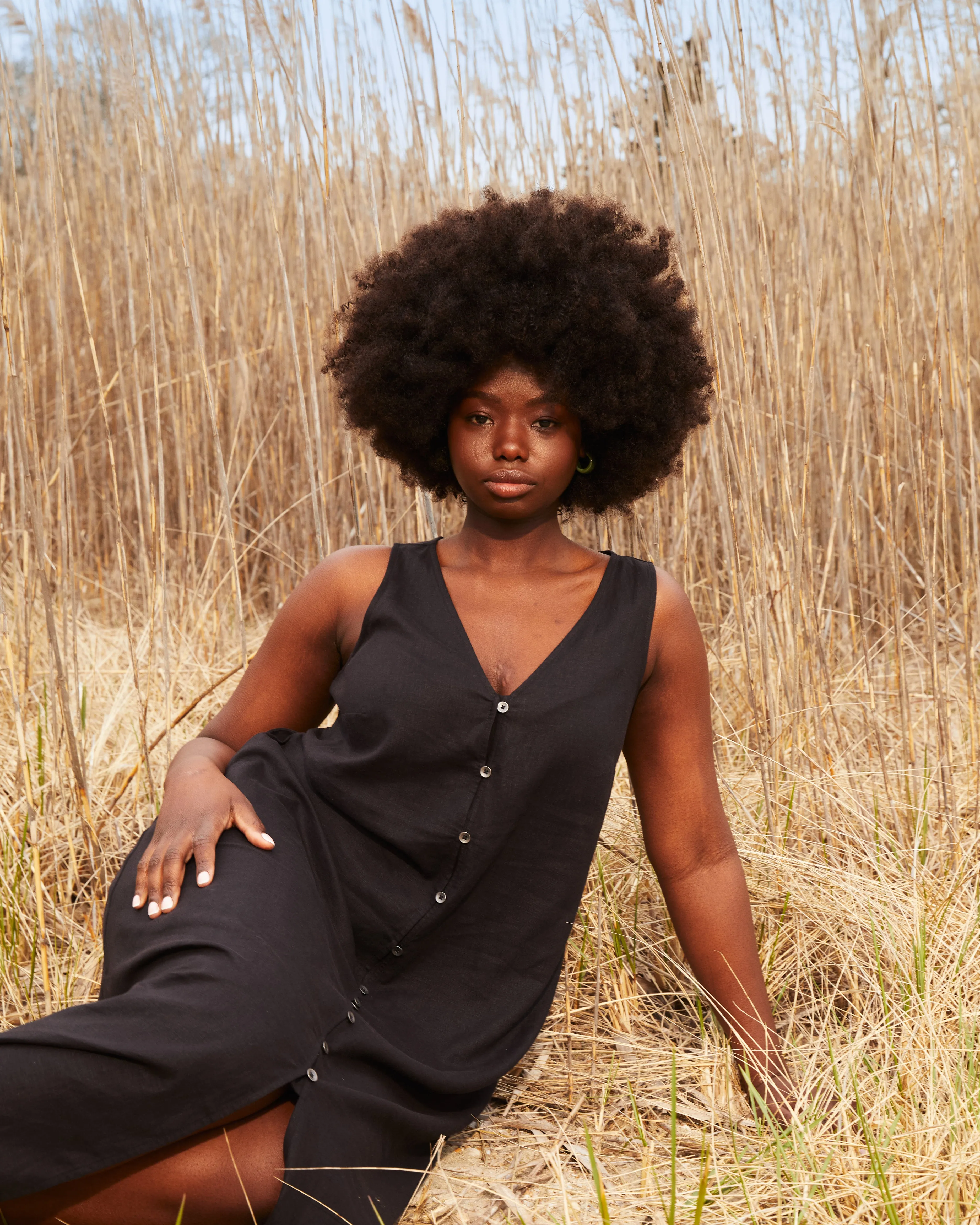 Islet Button-Down Linen Blend Maxi Dress - Black sold by Universal Standard product image thumbnail 3