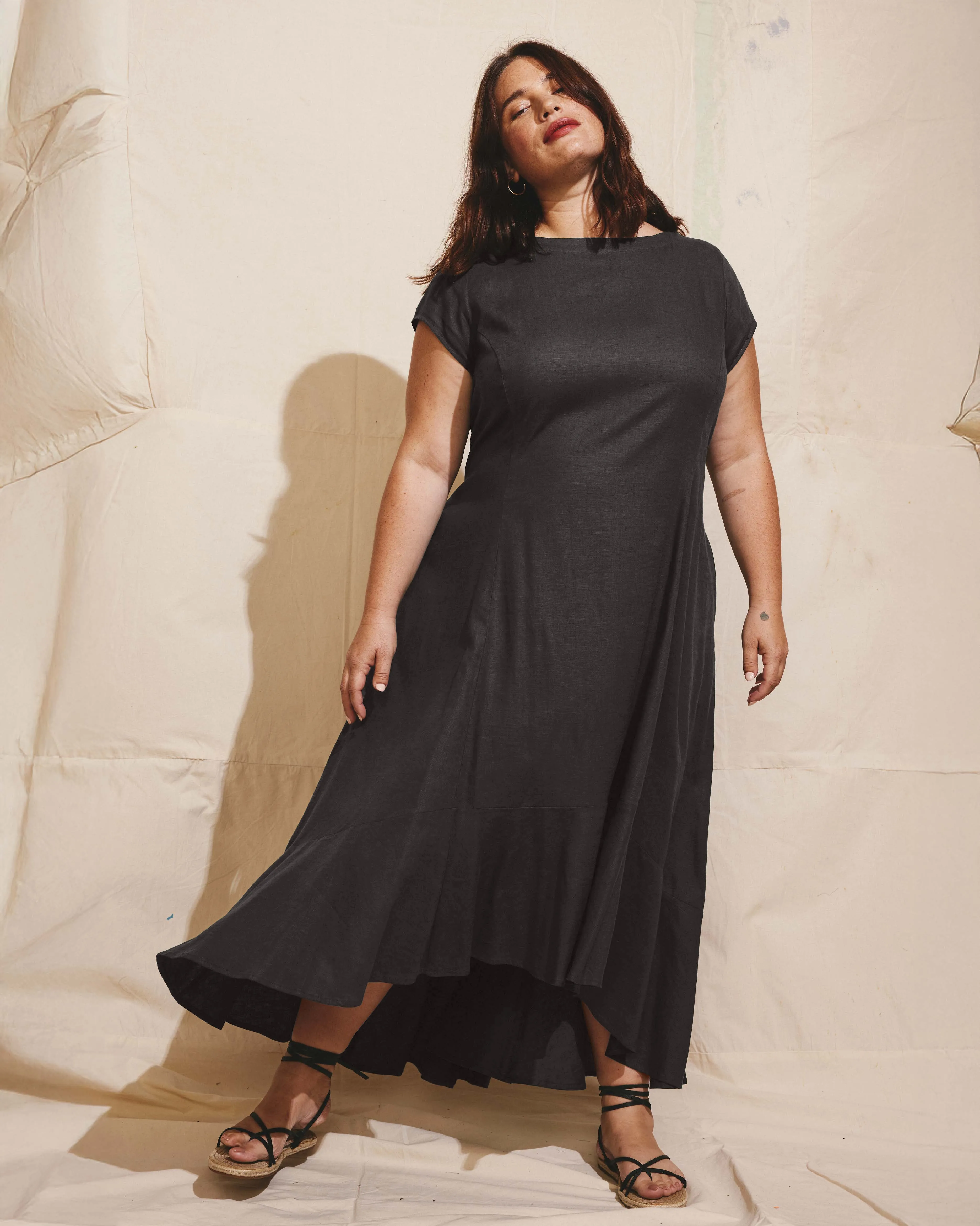Sunset Linen Blend Flounce Dress - Black sold by Universal Standard product image thumbnail 2