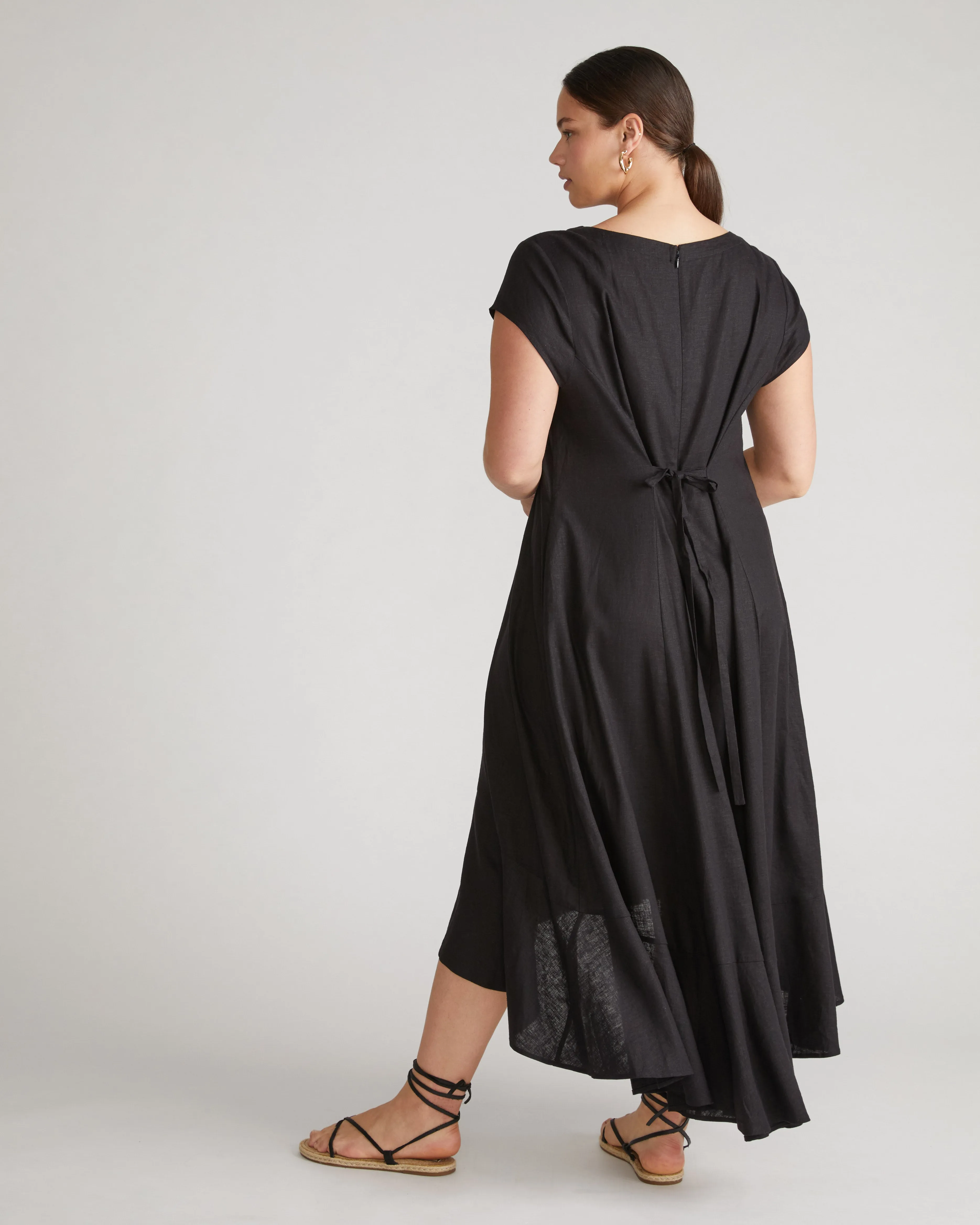 Sunset Linen Blend Flounce Dress - Black sold by Universal Standard product image thumbnail 4