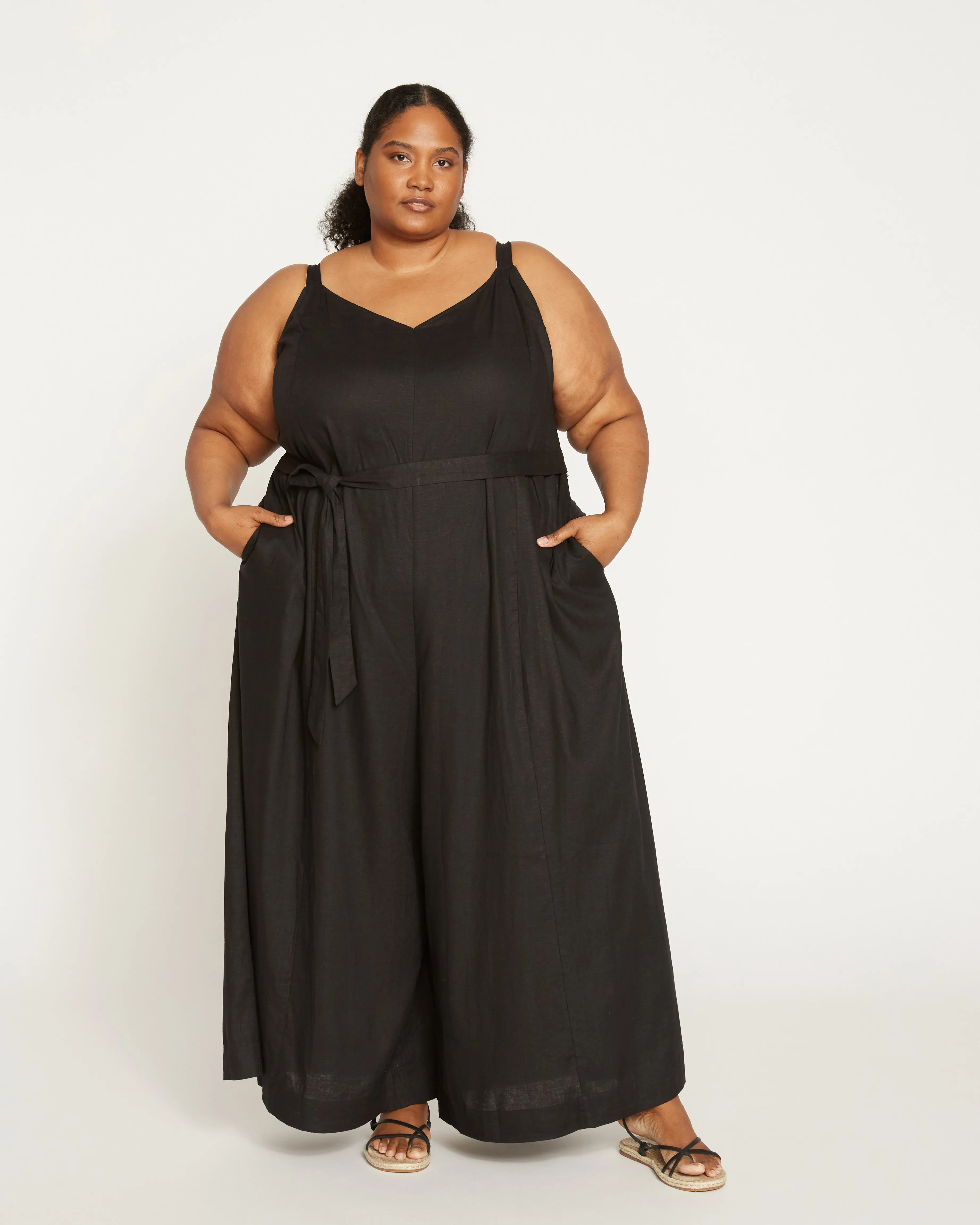 Promenade Linen Blend Jumpsuit - Black sold by Universal Standard product image thumbnail 2