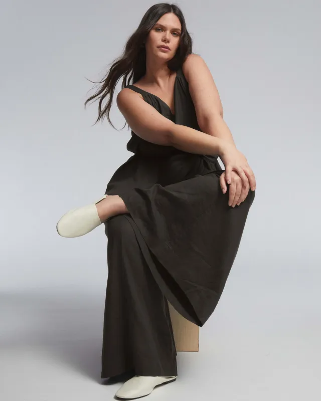 Promenade Linen Blend Jumpsuit - Black made by Universal Standard