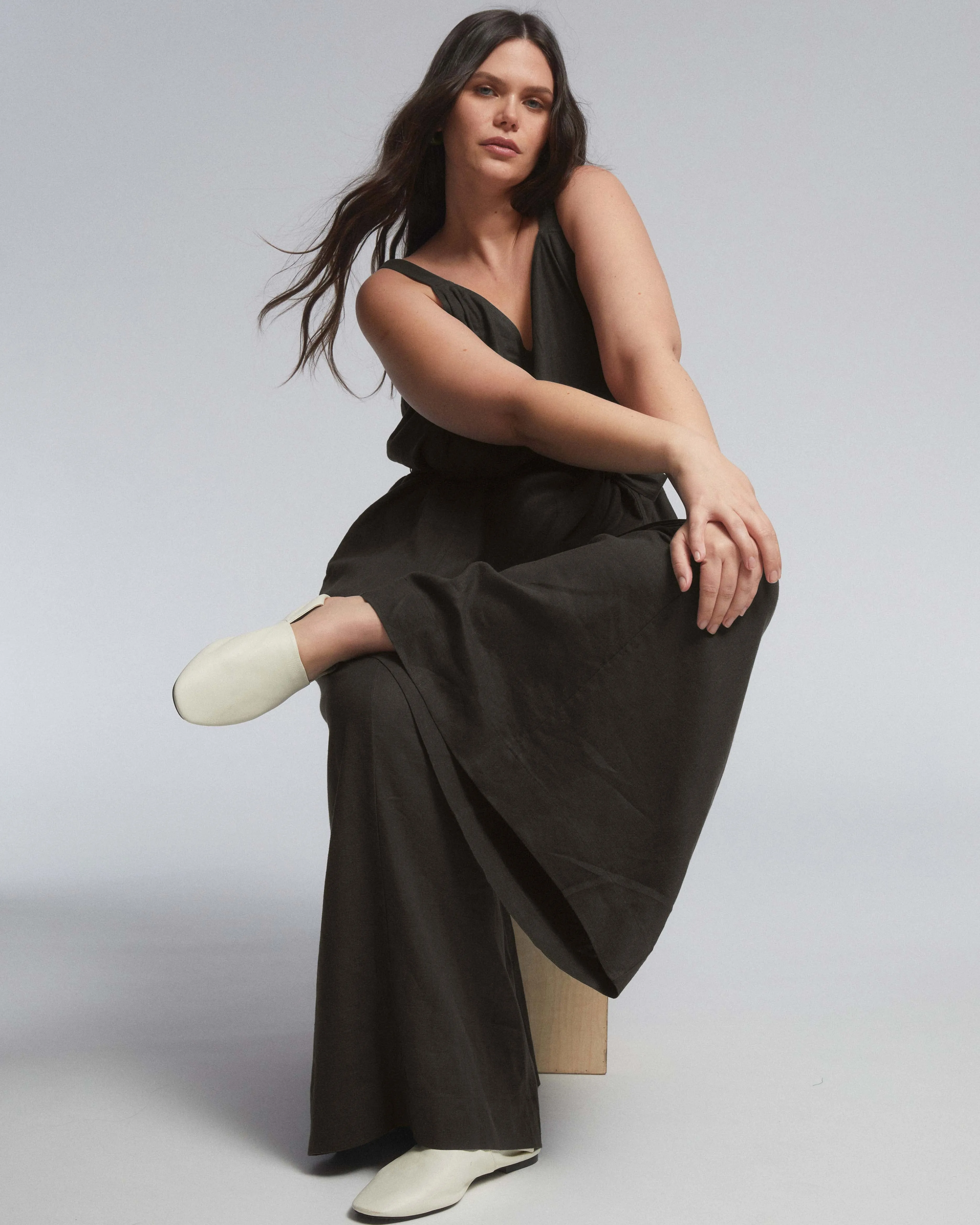 Promenade Linen Blend Jumpsuit - Black sold by Universal Standard