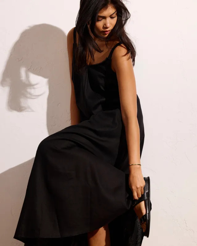 Kite Linen Blend Dress - Black made by Universal Standard