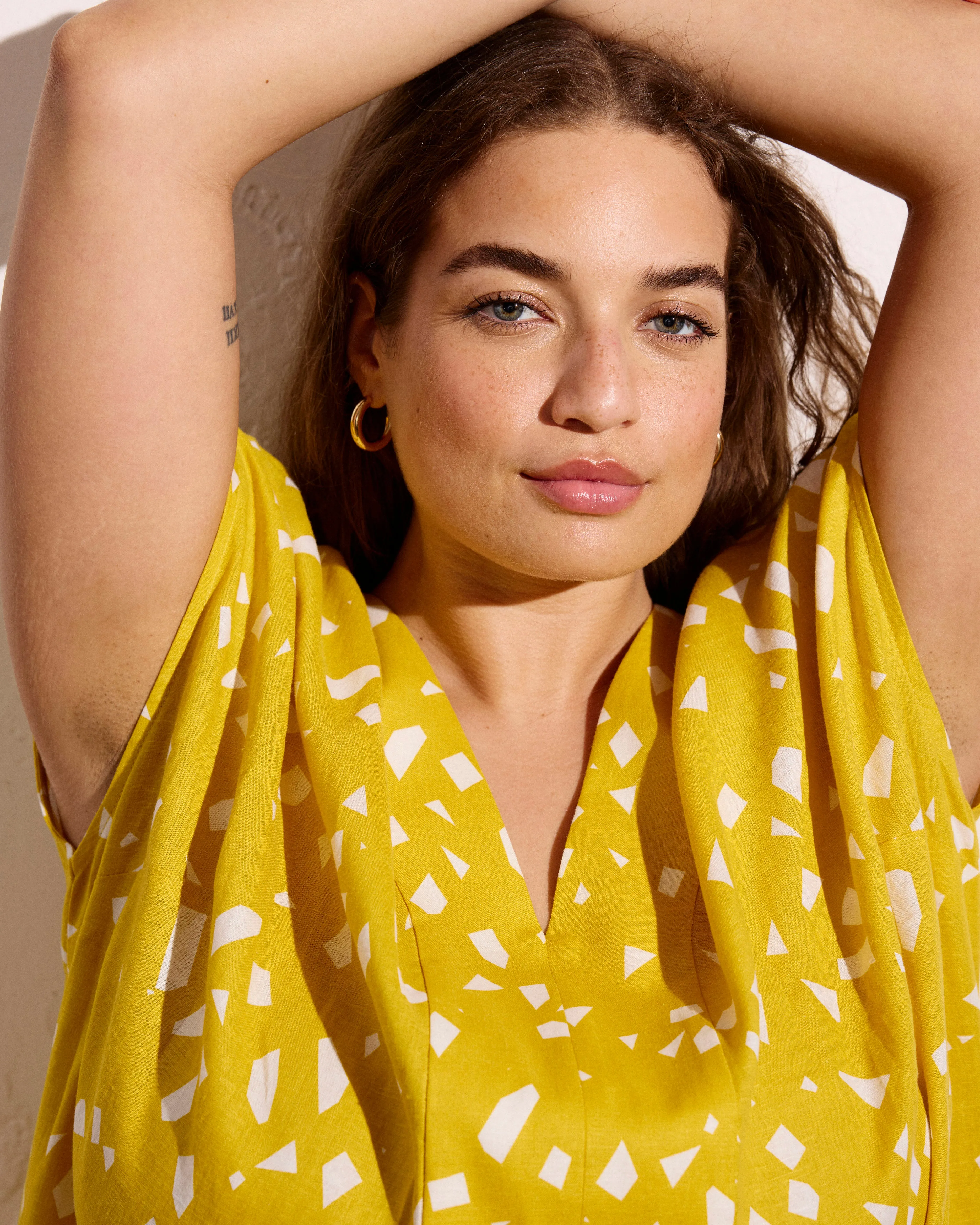 Cabana Linen Blend Kaftan - Yellow Confetti Print sold by Universal Standard product image thumbnail 2