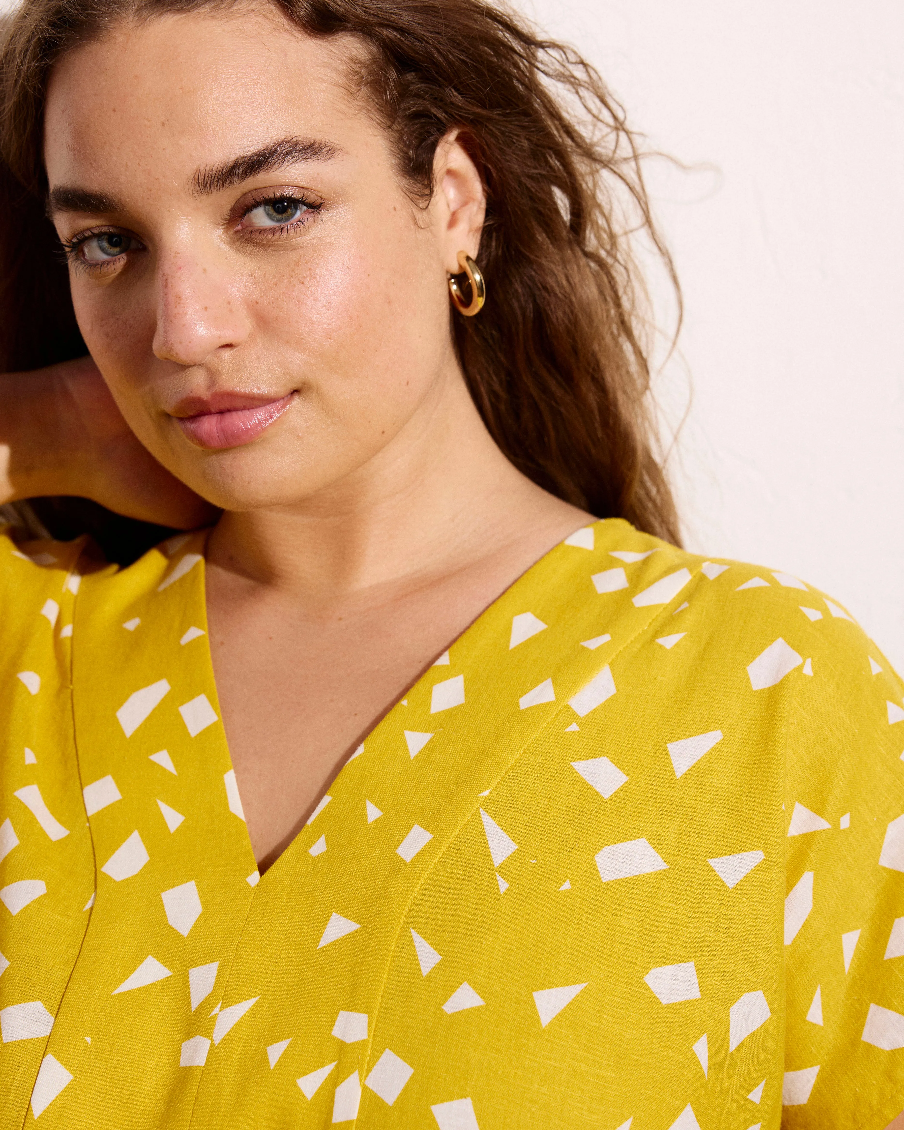 Cabana Linen Blend Kaftan - Yellow Confetti Print sold by Universal Standard product image thumbnail 4
