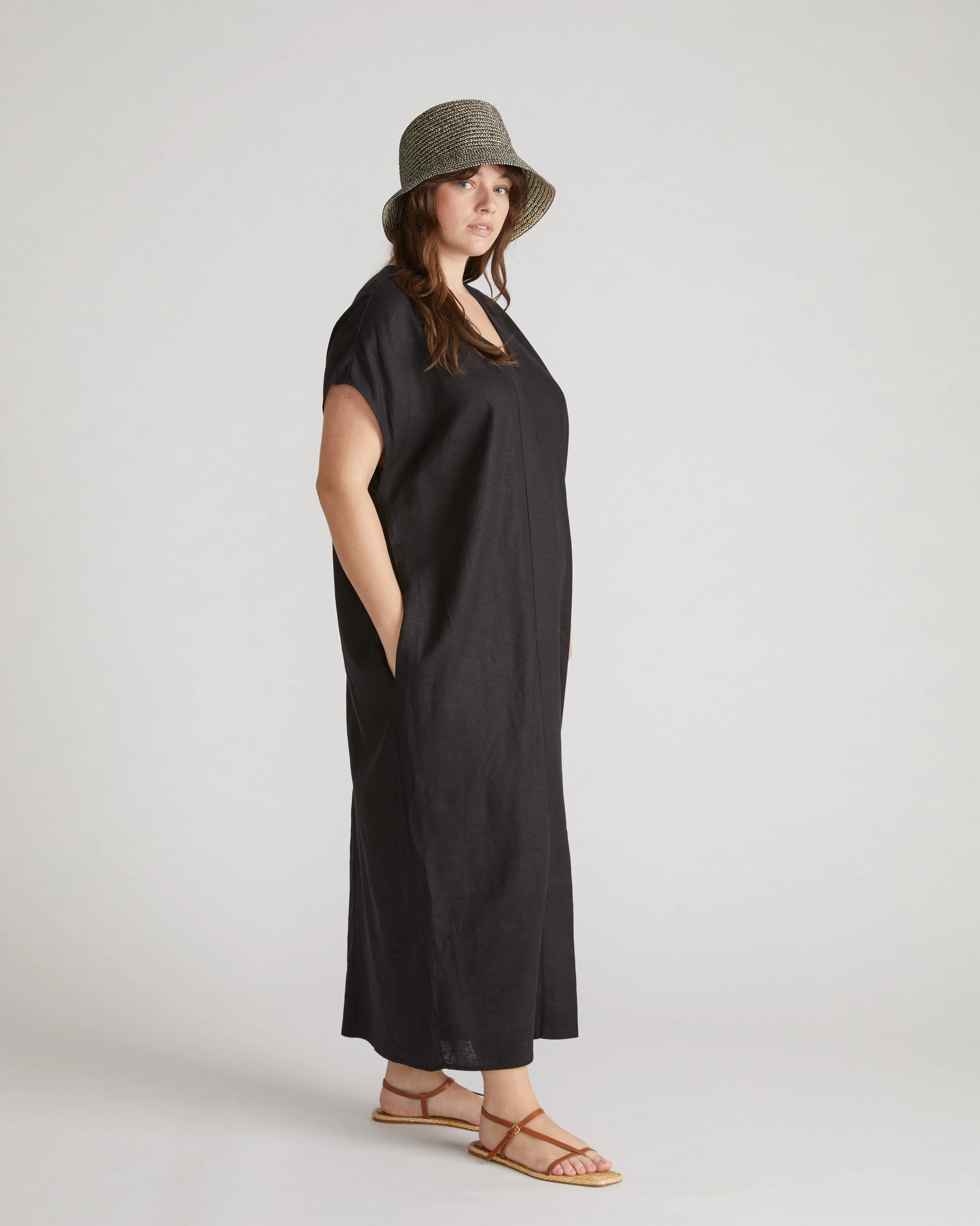 Cabana Linen Blend Kaftan - Black sold by Universal Standard product image thumbnail 2