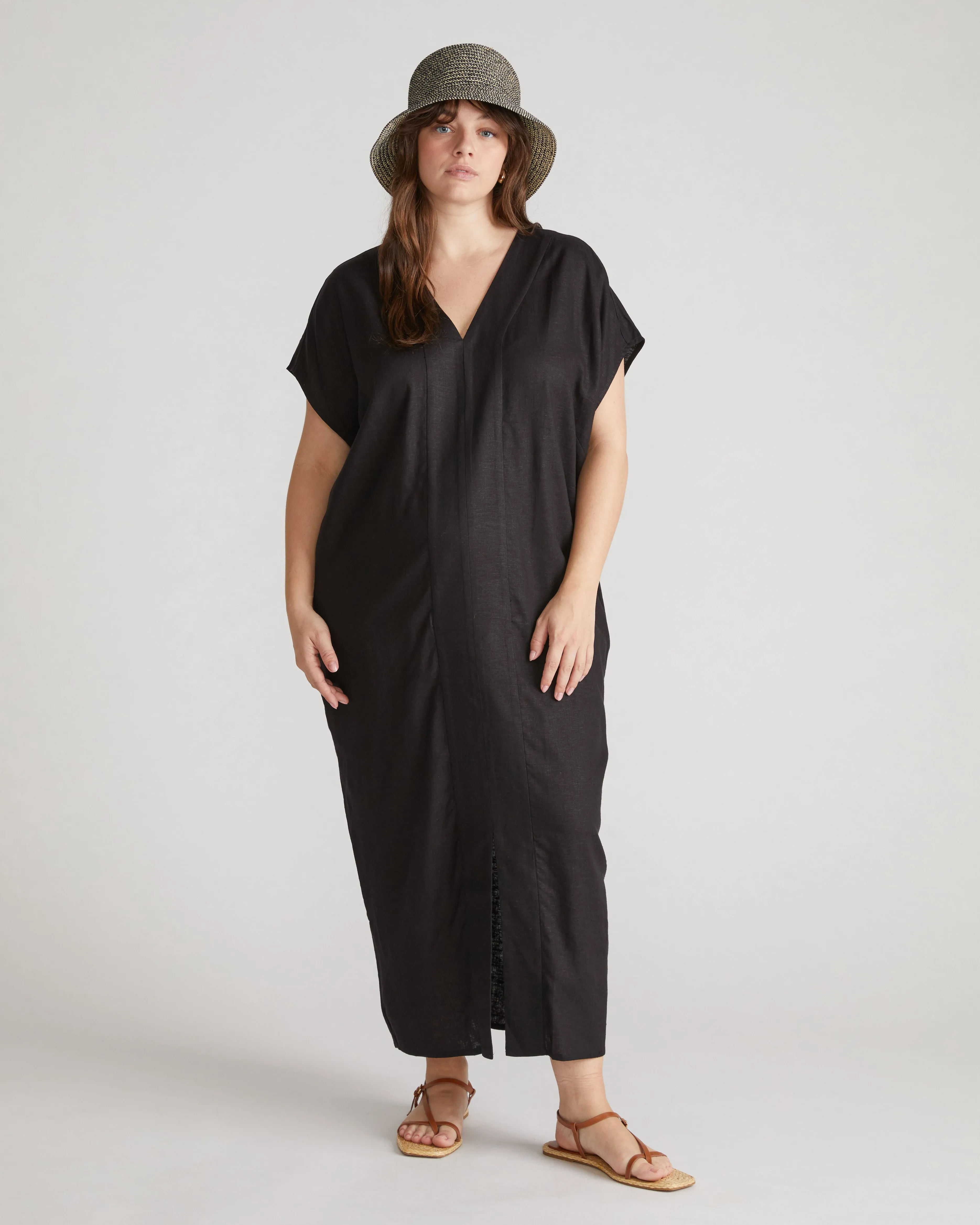 Cabana Linen Blend Kaftan - Black sold by Universal Standard