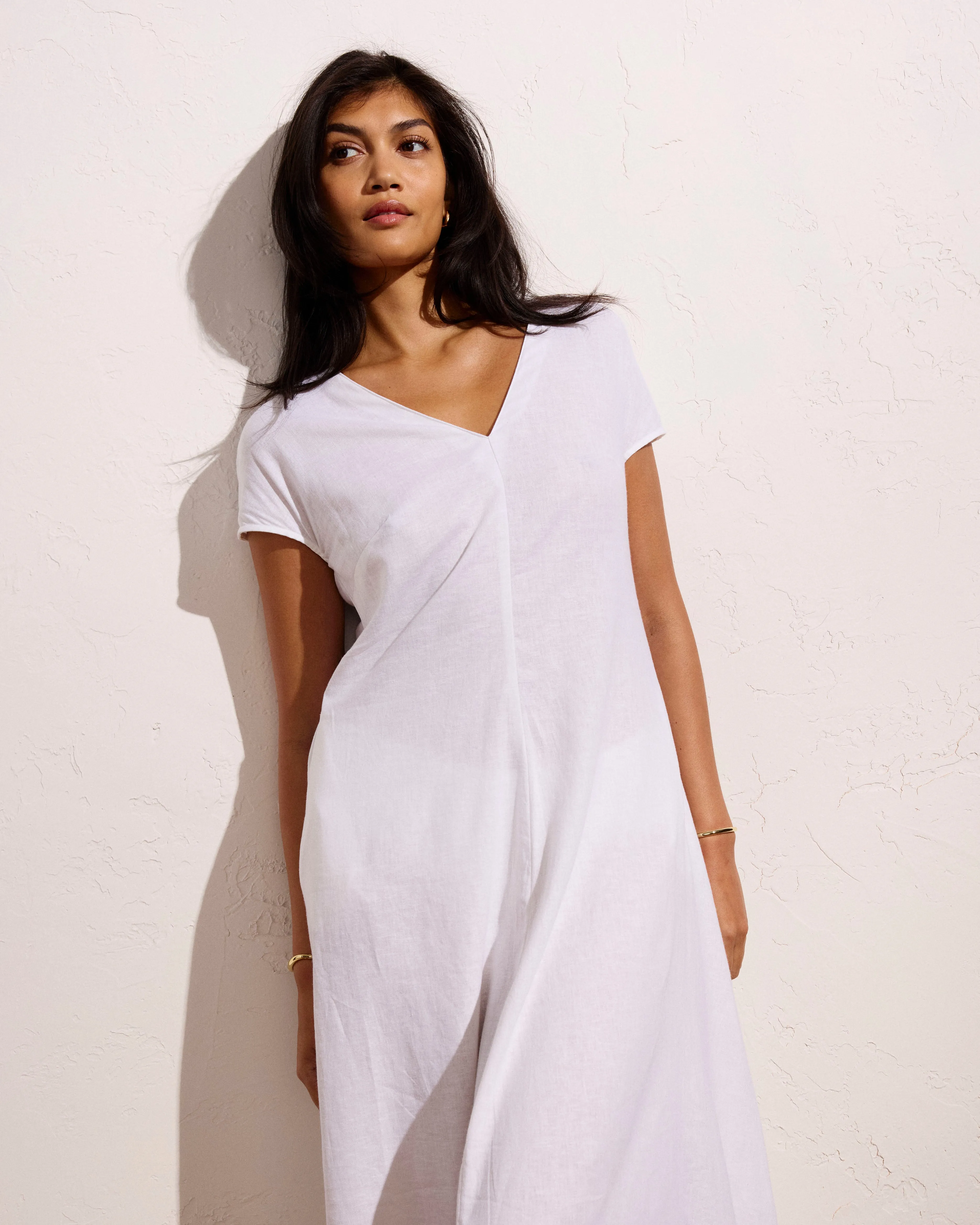 Louvre Bow Back Linen Blend Dress - Bright White sold by Universal Standard product image thumbnail 2