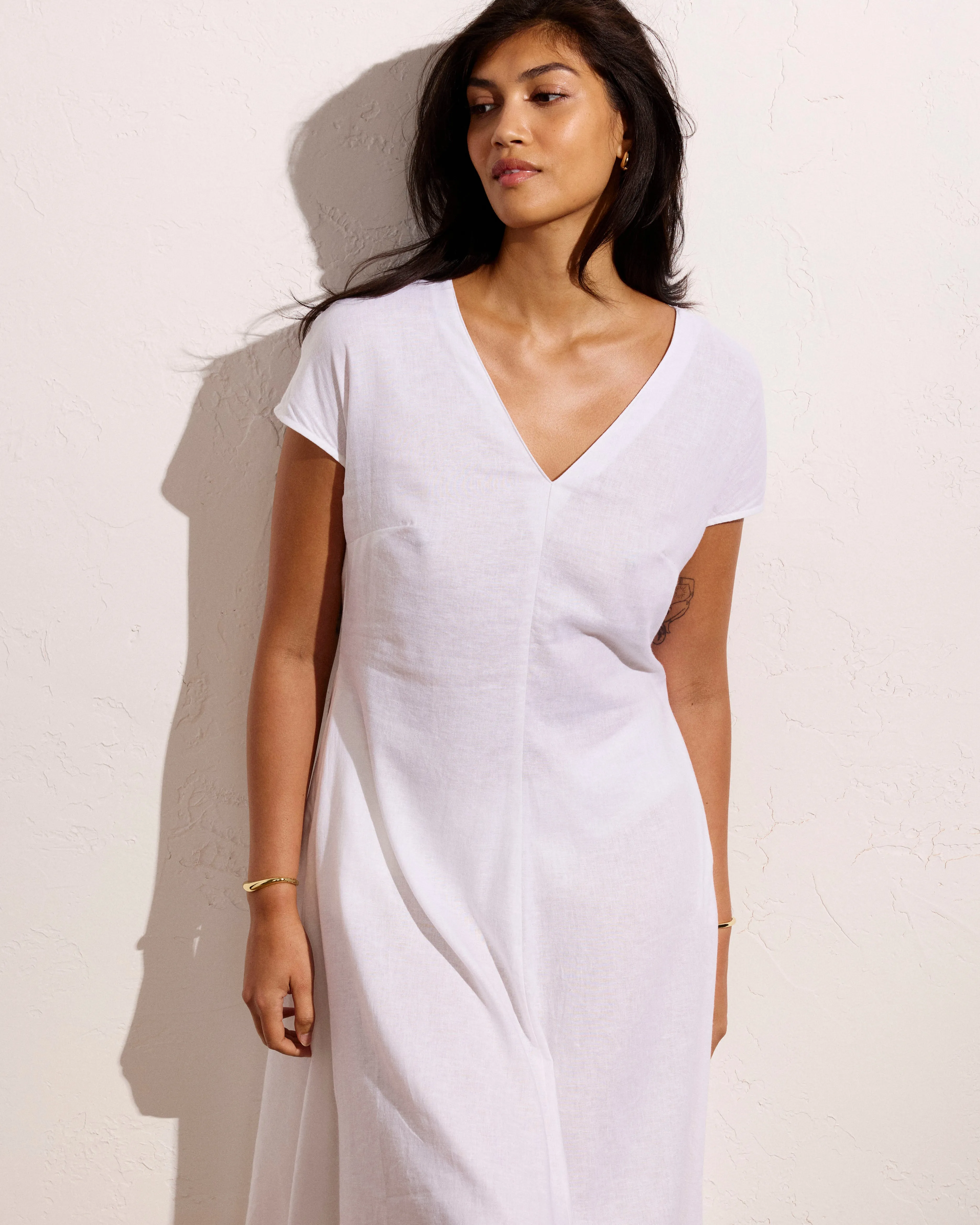 Louvre Bow Back Linen Blend Dress - Bright White sold by Universal Standard product image thumbnail 3