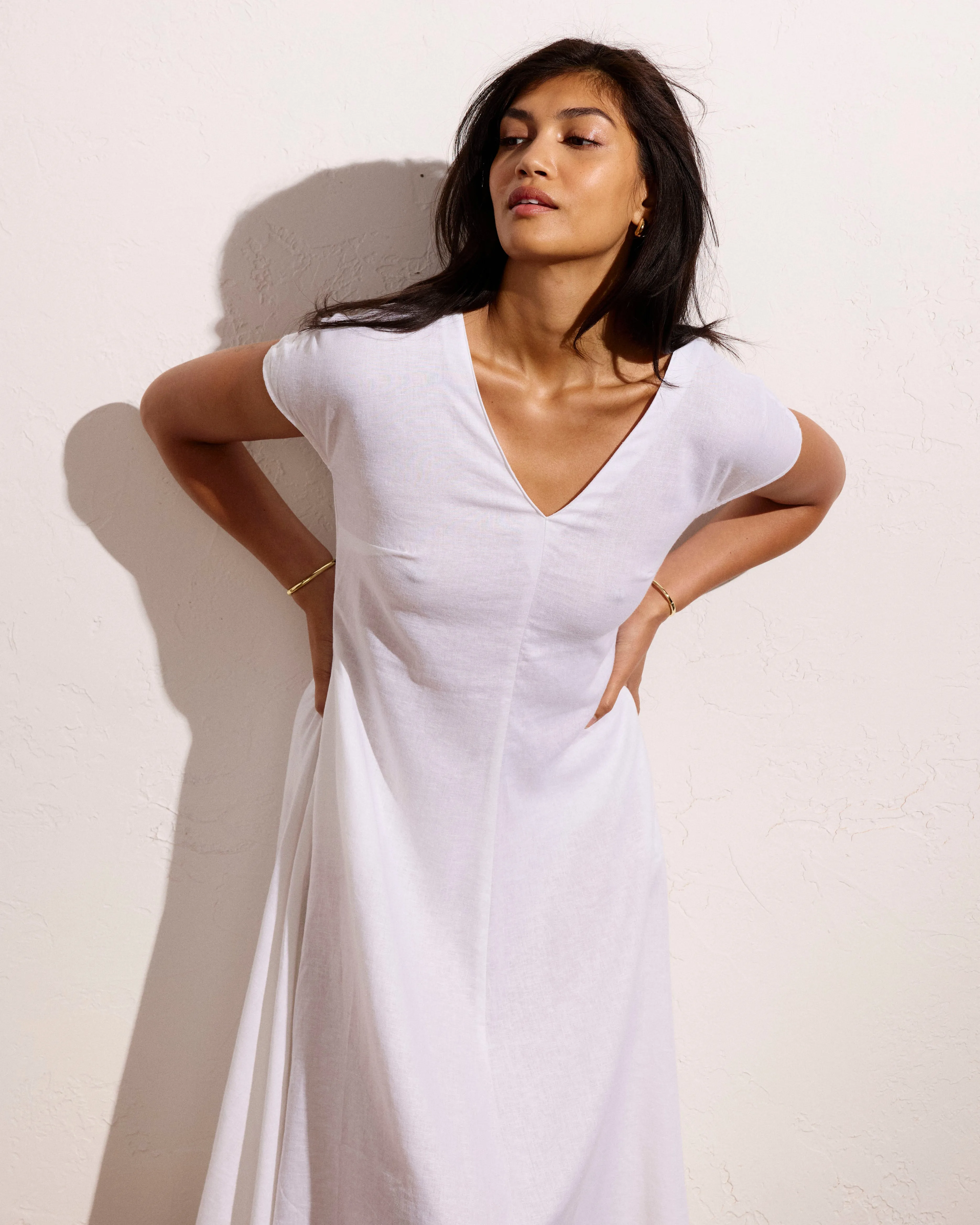 Louvre Bow Back Linen Blend Dress - Bright White sold by Universal Standard product image thumbnail 4