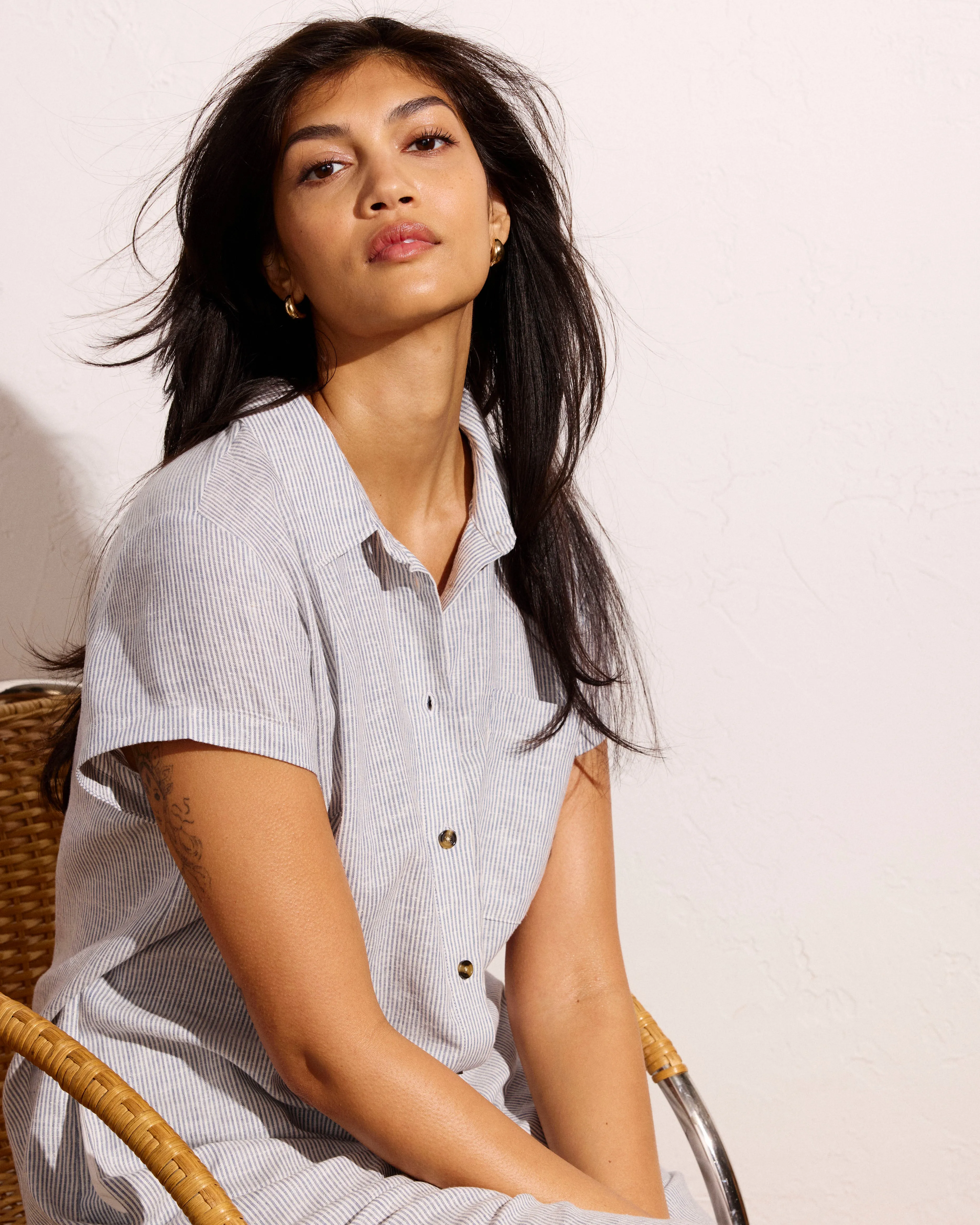 Dune Linen Blend Shirtdress - Beach Stripe sold by Universal Standard product image thumbnail 3