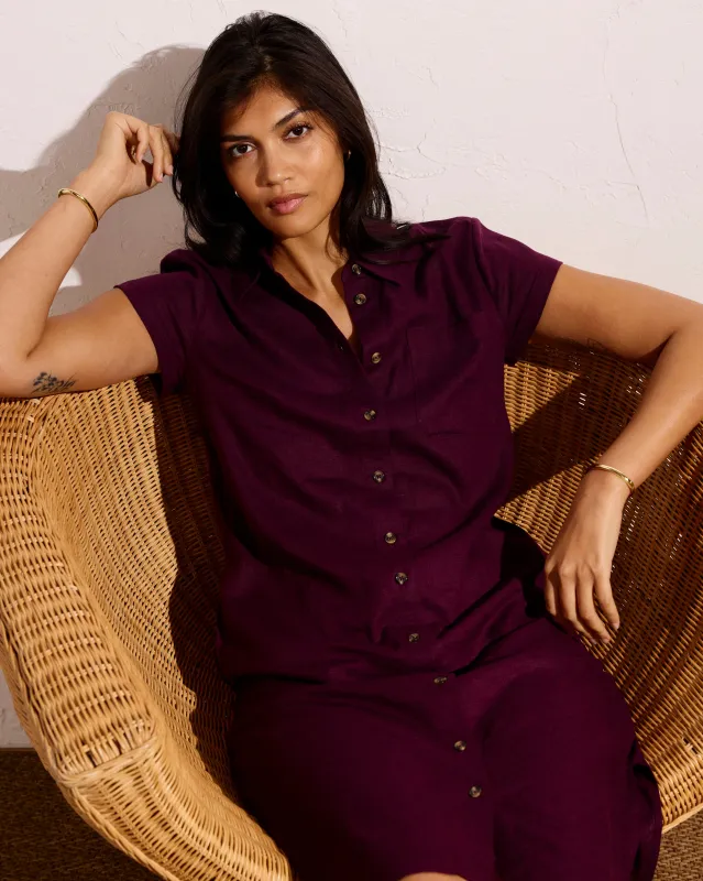 Dune Linen Blend Shirtdress - Acai made by Universal Standard