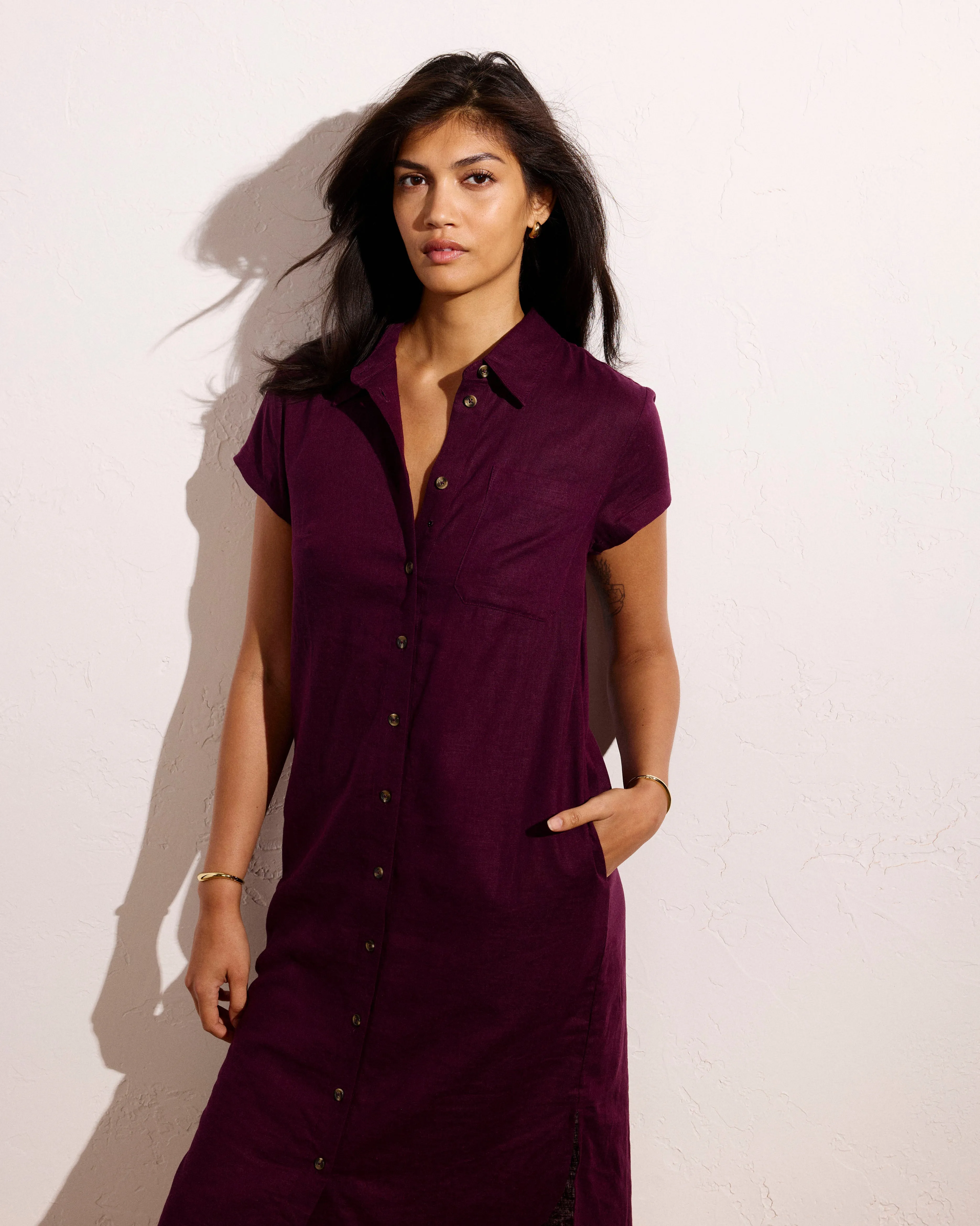 Dune Linen Blend Shirtdress - Acai sold by Universal Standard product image thumbnail 2