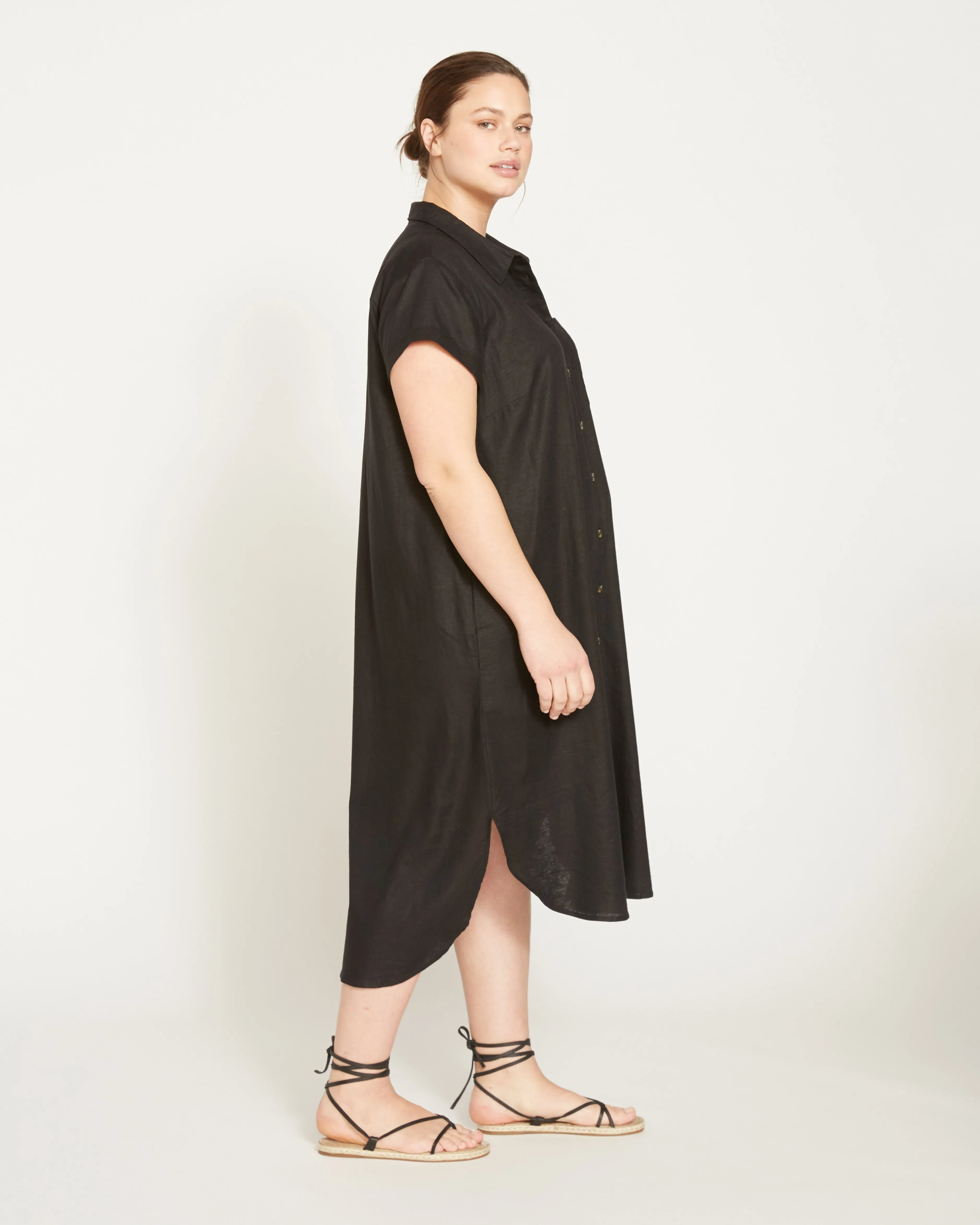 Dune Linen Blend Shirtdress - Black sold by Universal Standard product image thumbnail 4