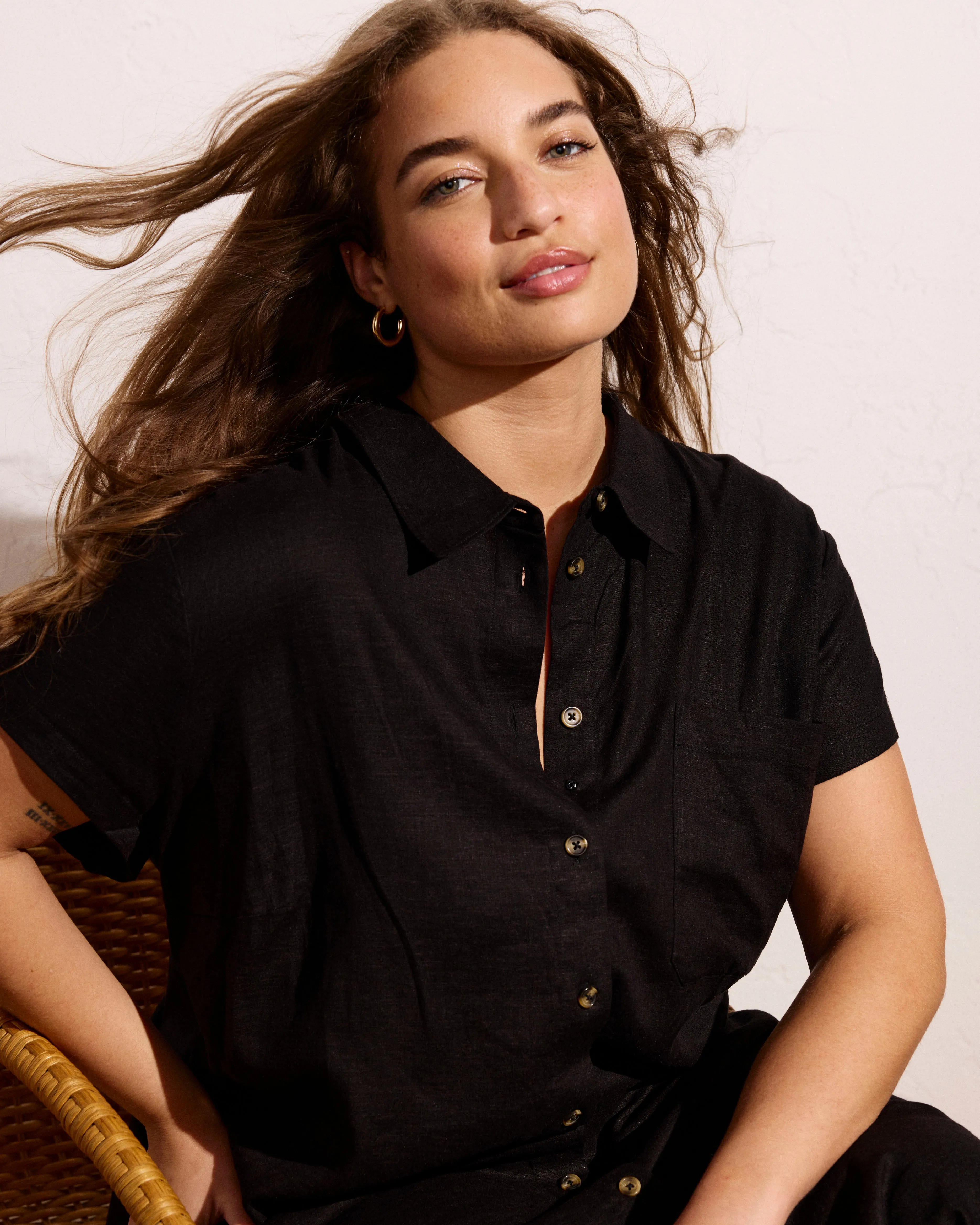 Dune Linen Blend Shirtdress - Black sold by Universal Standard product image thumbnail 2