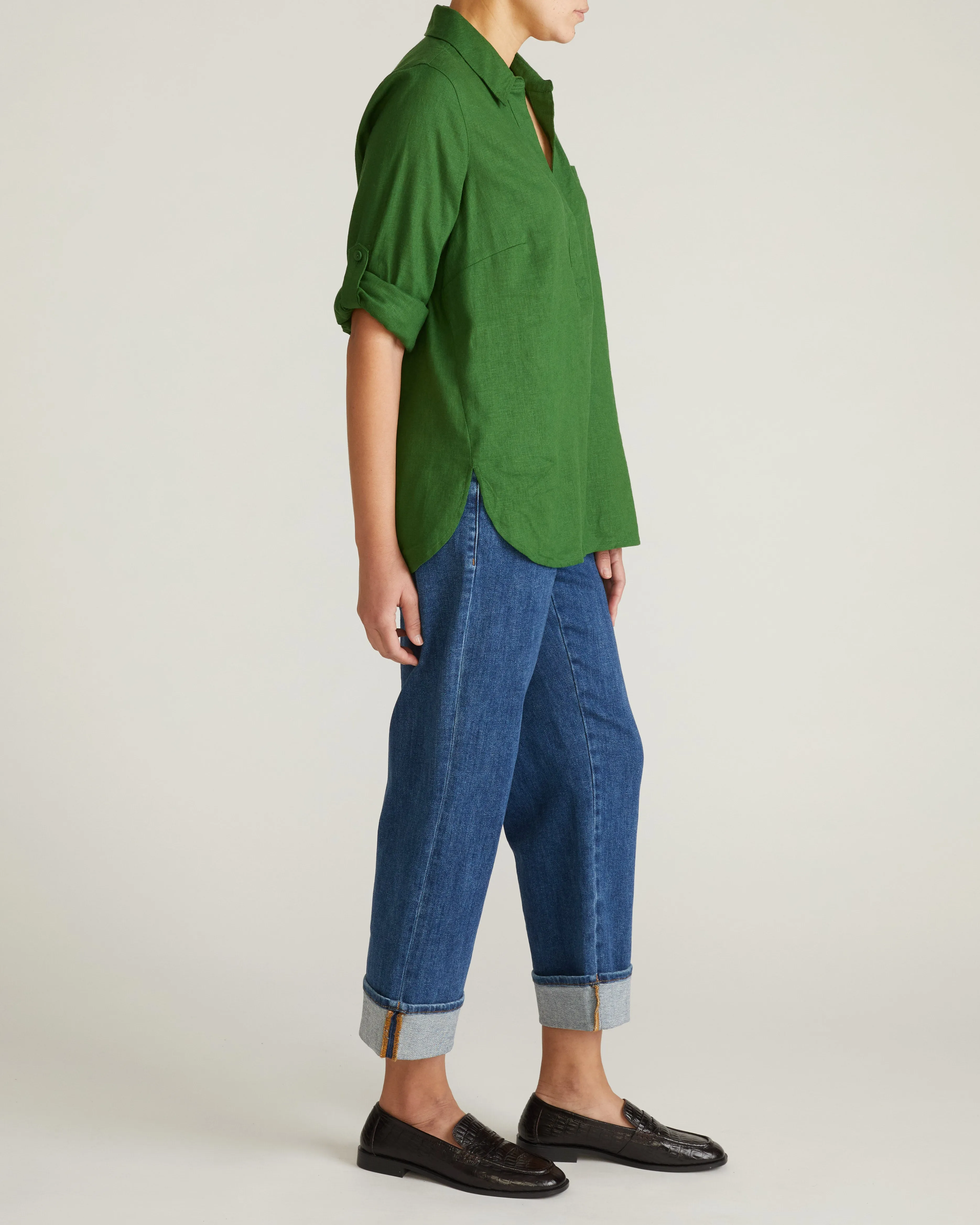 Button Back Linen Blend Polo Shirt - Green Park sold by Universal Standard product image thumbnail 3