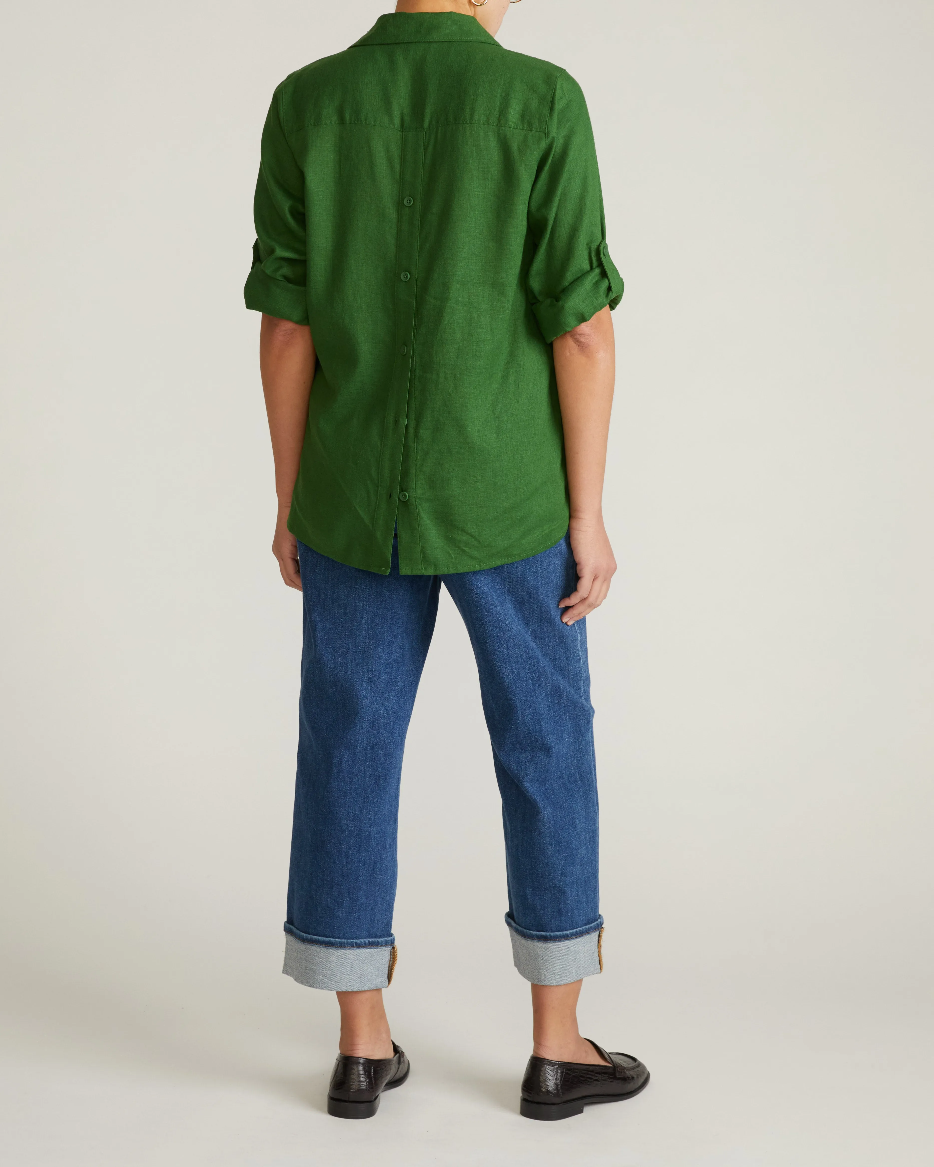 Button Back Linen Blend Polo Shirt - Green Park sold by Universal Standard product image thumbnail 4