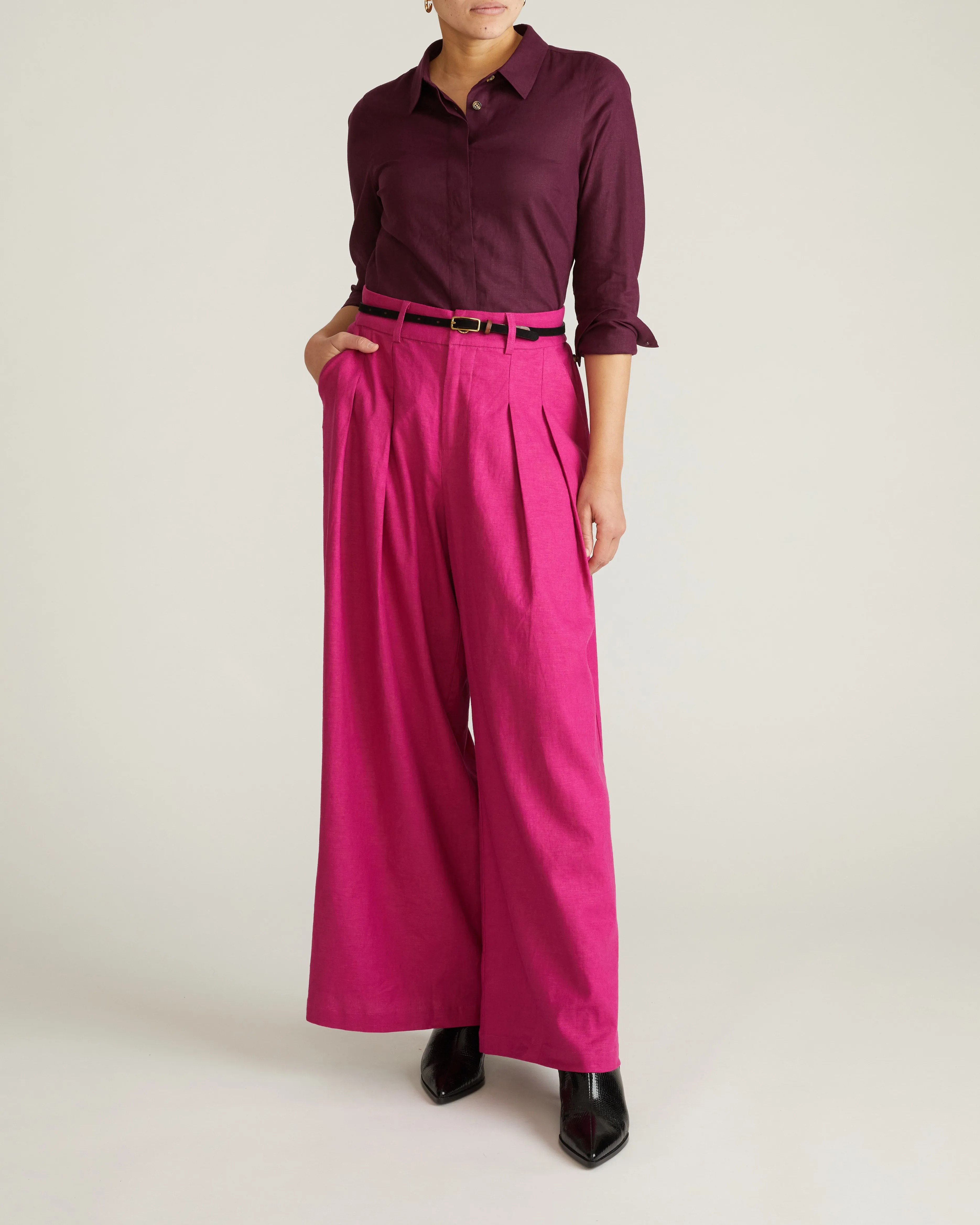 Palais Stretch Linen Blend Wide Leg Pant - Hyper Pink sold by Universal Standard product image thumbnail 4