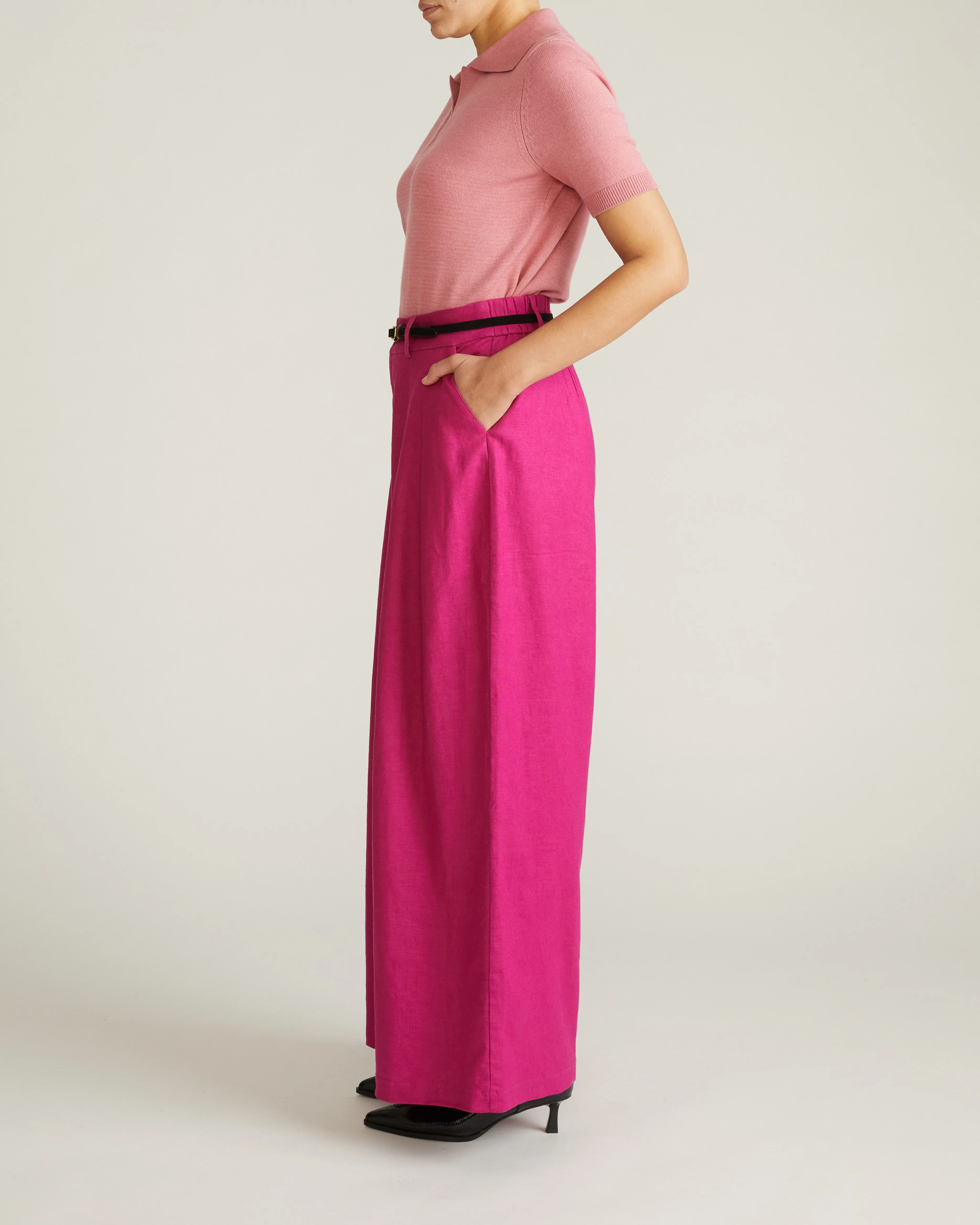 Palais Stretch Linen Blend Wide Leg Pant - Hyper Pink sold by Universal Standard product image thumbnail 5