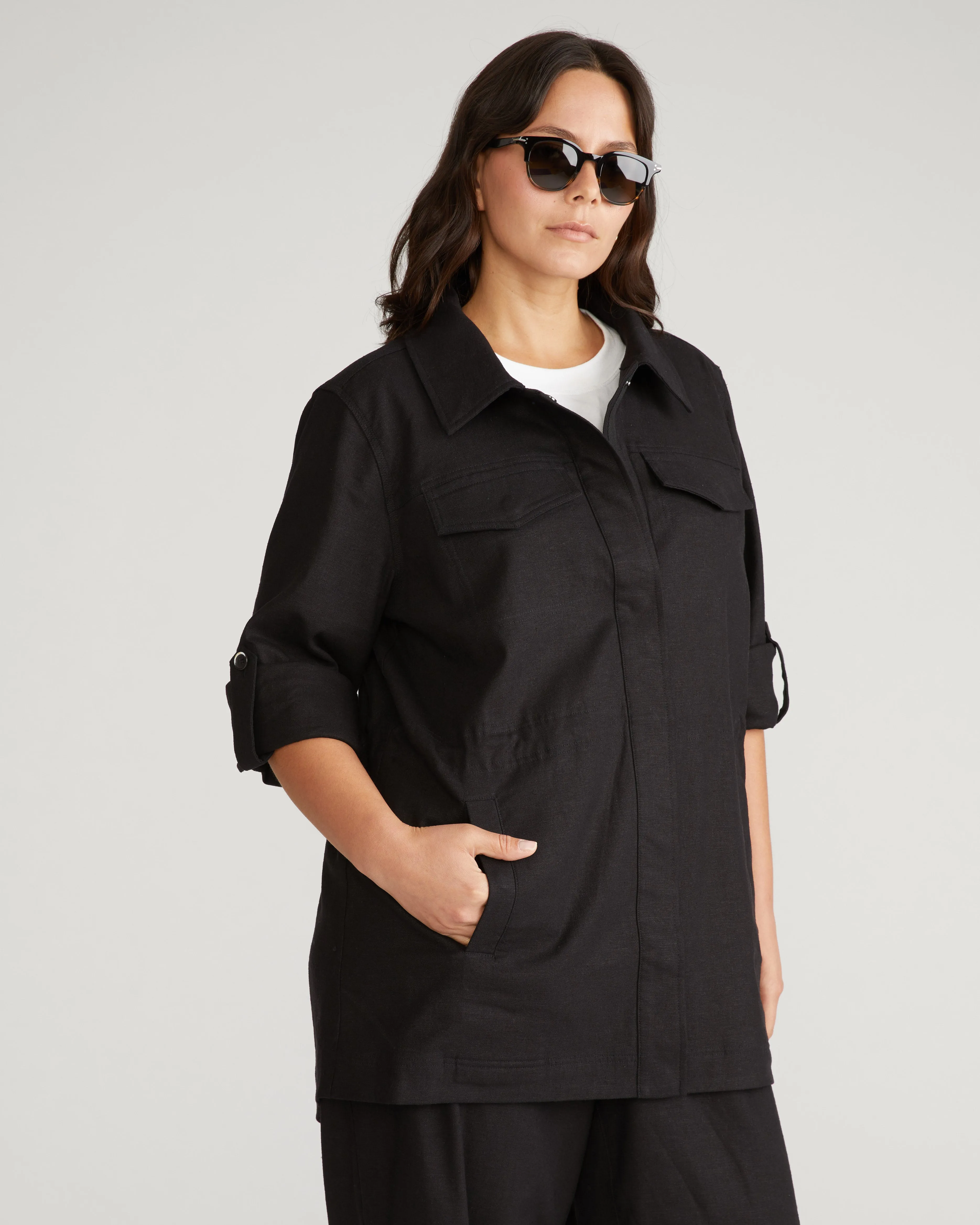 Vineyard Linen Blend Jacket - Black sold by Universal Standard product image thumbnail 3