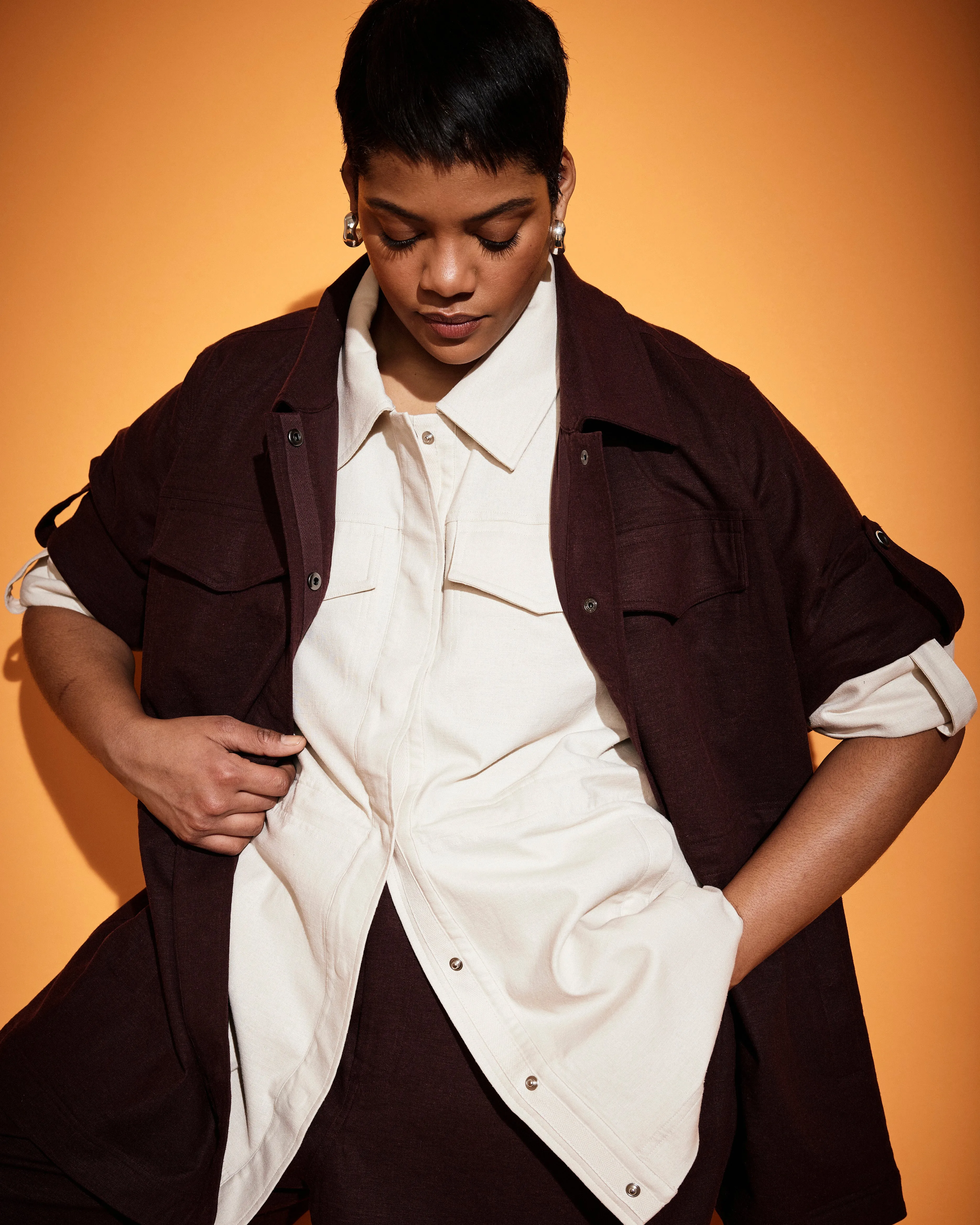 Vineyard Linen Blend Jacket - Brulee sold by Universal Standard product image thumbnail 3