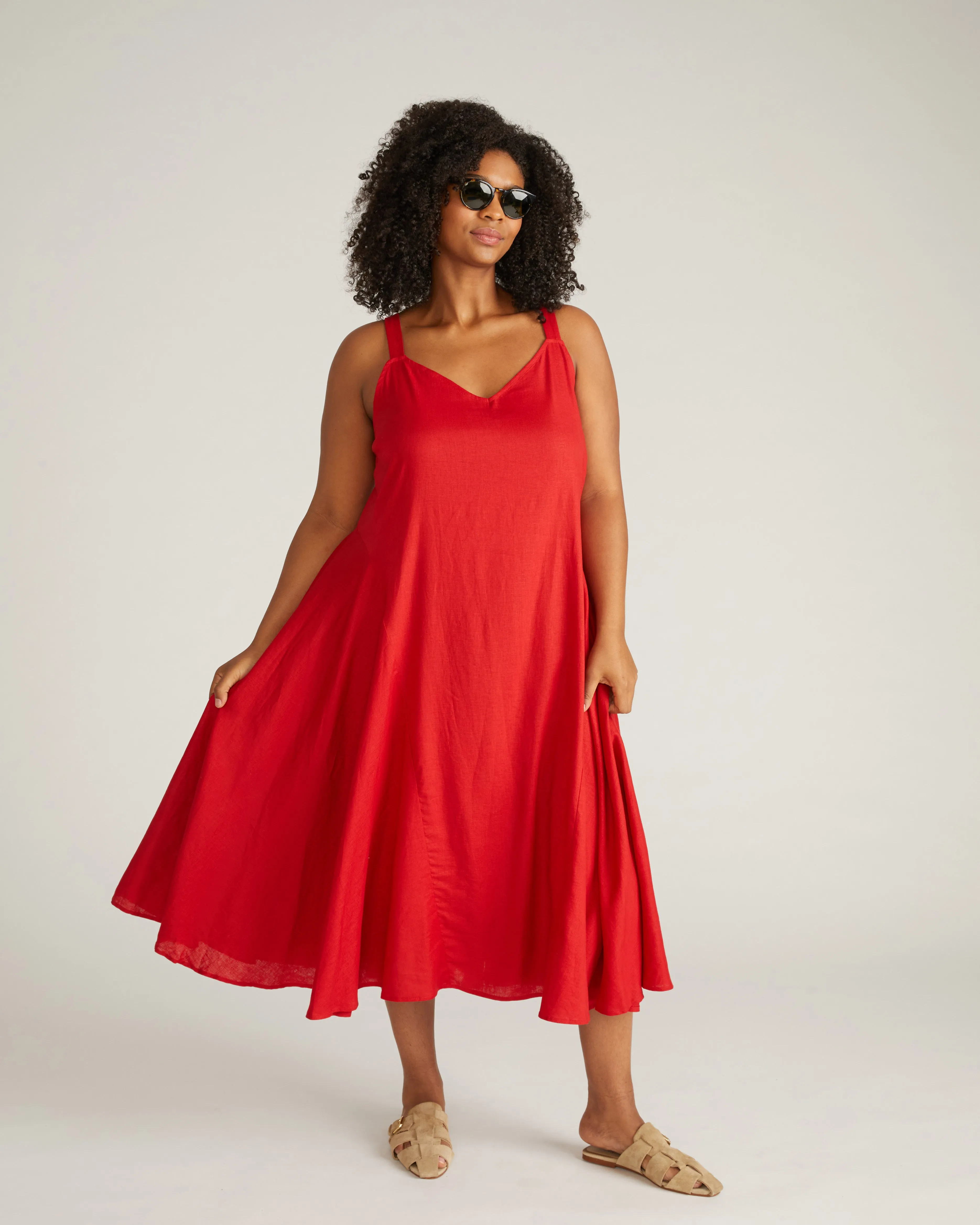 Sunshower Flowy Linen Blend Dress - Ruby Red sold by Universal Standard product image thumbnail 2
