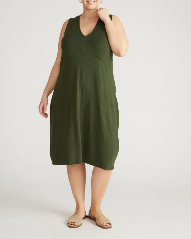 Lila Tie-Back Liquid Jersey Dress - Coratina Green made by Universal Standard