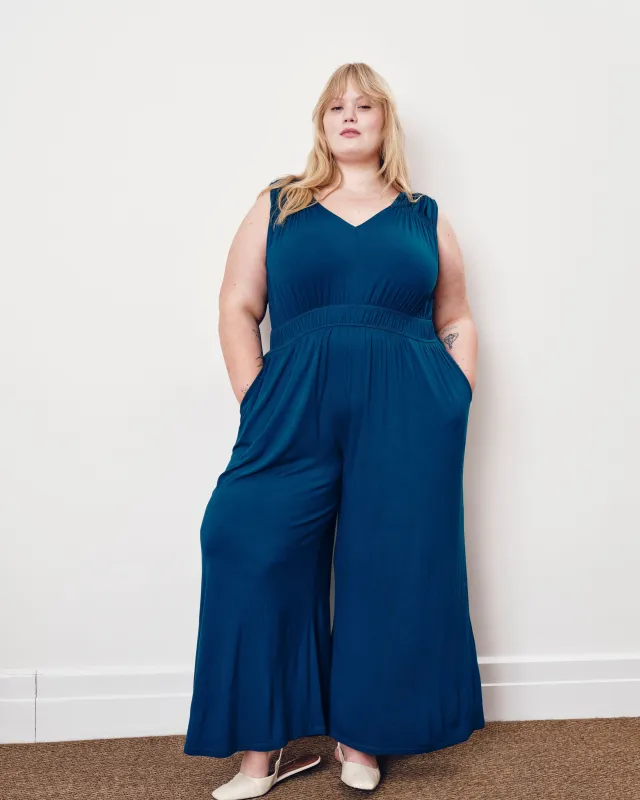 Zoey Liquid Jersey Jumpsuit - Blue Teal made by Universal Standard