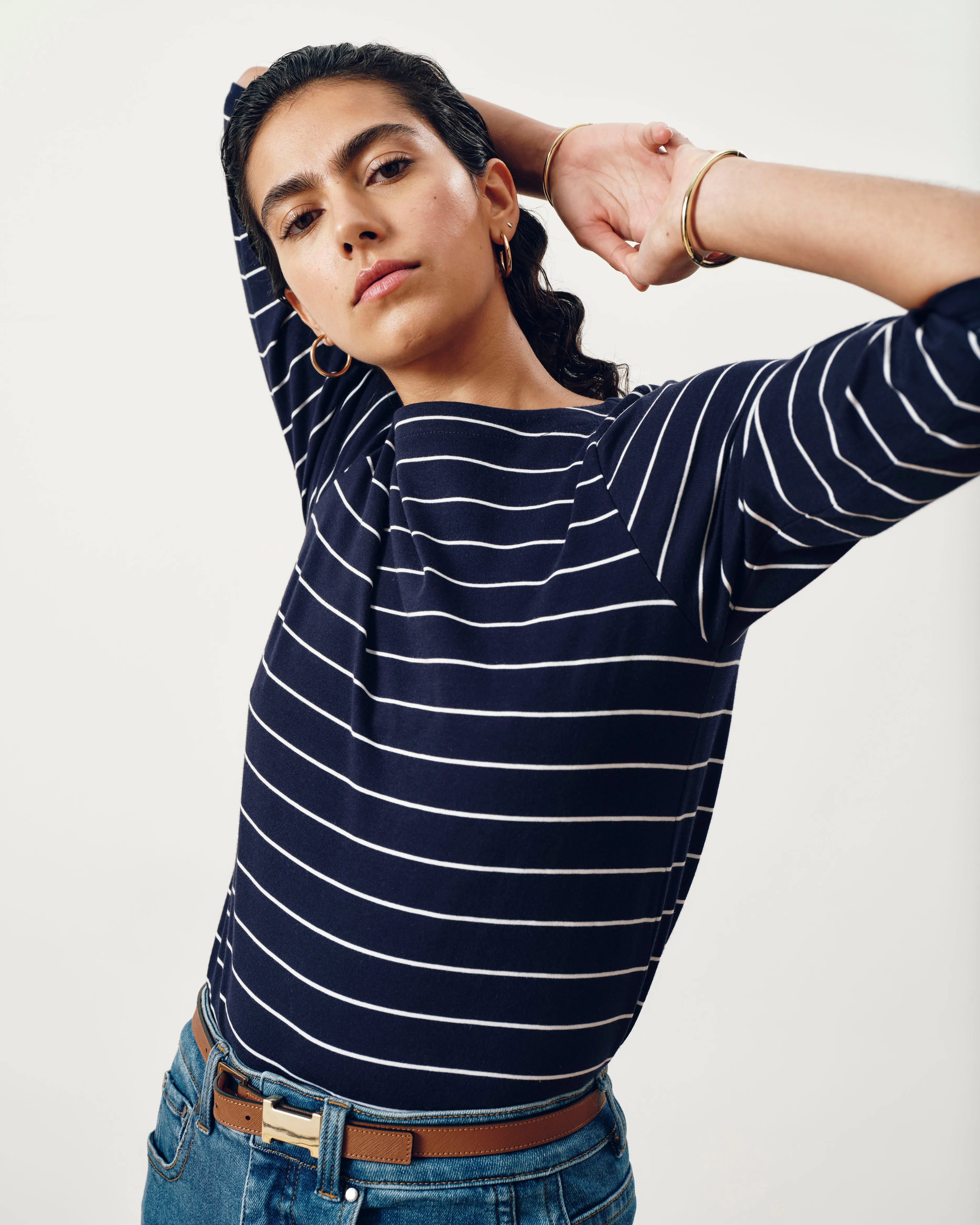 Belle Breton Stripe Jersey Tee - Navy Pinstripe sold by Universal Standard product image thumbnail 2