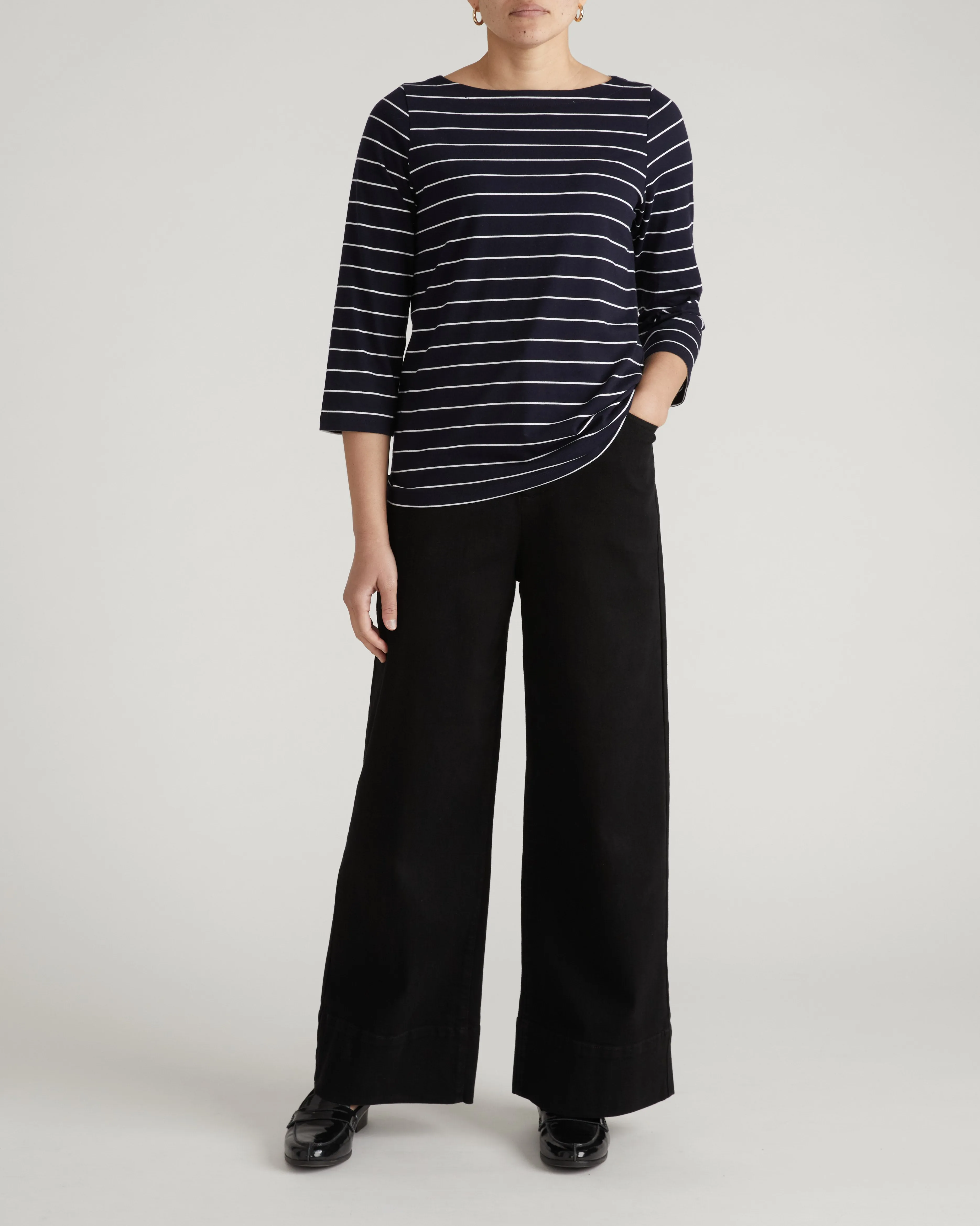 Belle Breton Stripe Jersey Tee - Navy Pinstripe sold by Universal Standard product image thumbnail 3