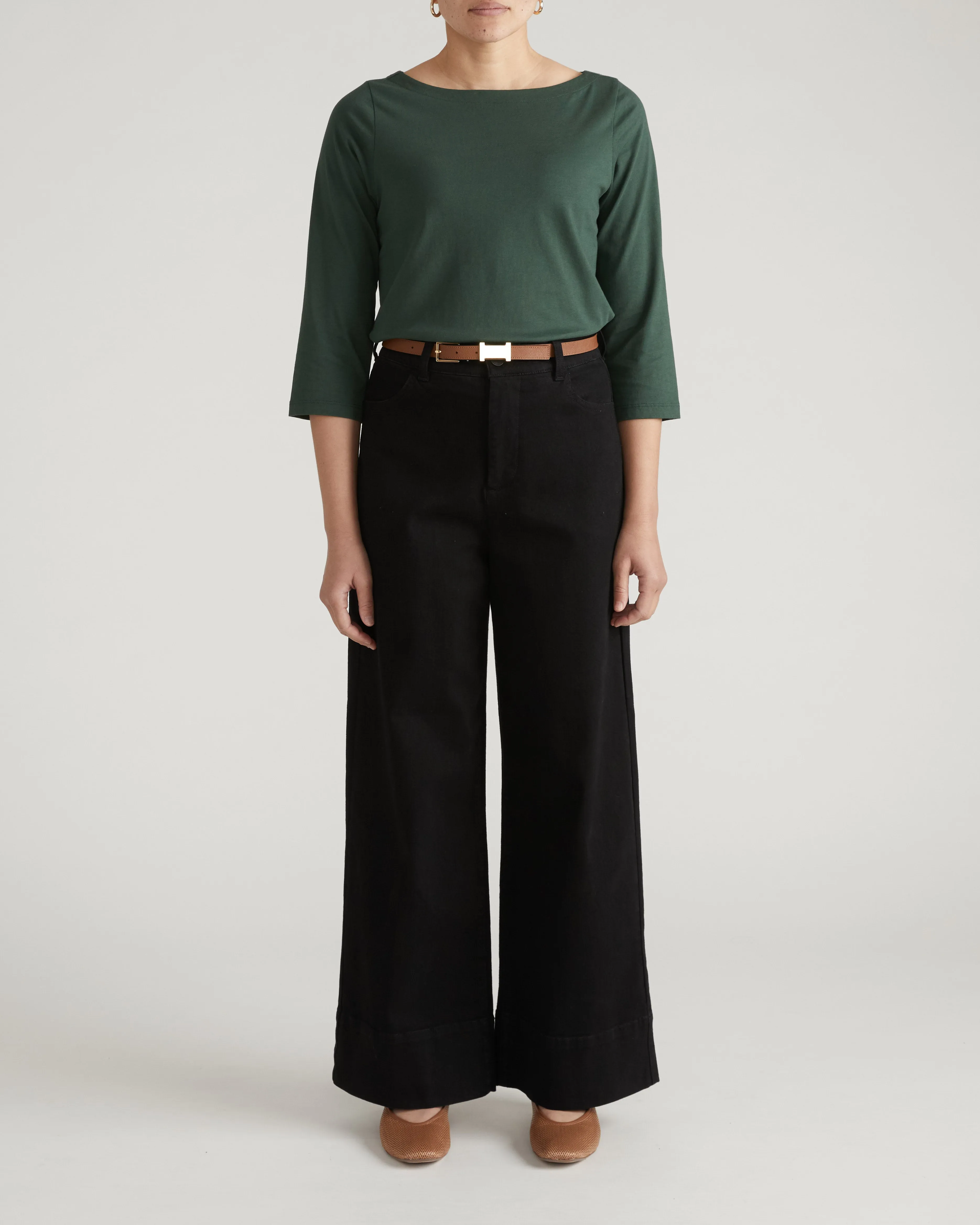 Belle Breton Stripe Jersey Tee - Solid Conifer sold by Universal Standard product image thumbnail 2